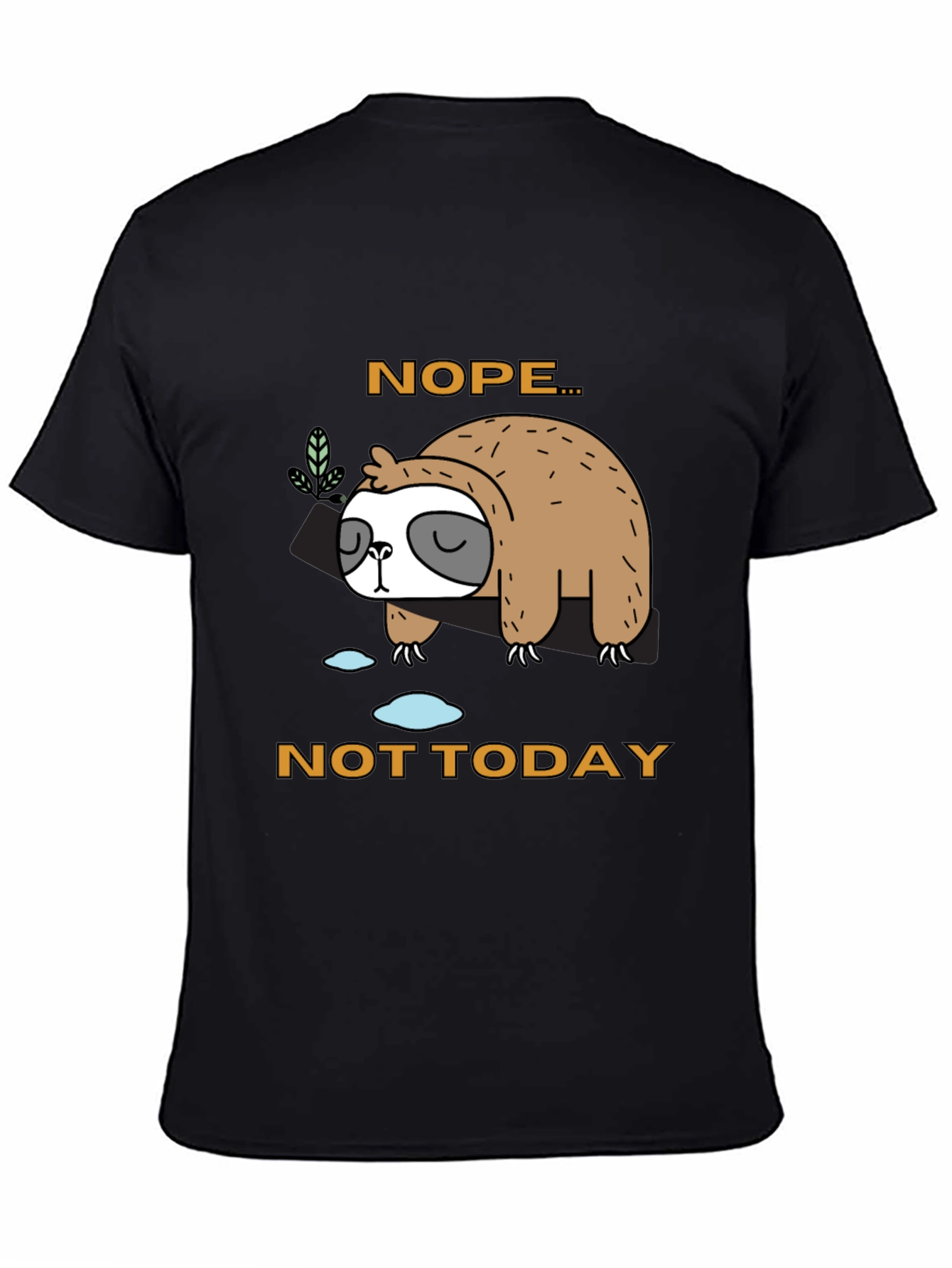 Black Nope, Not Today Sloth Graphic T-Shirt view 4