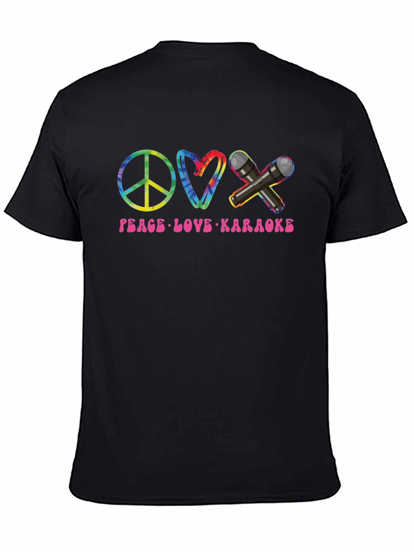 Black Peace Love Karaoke T-Shirt view 4
