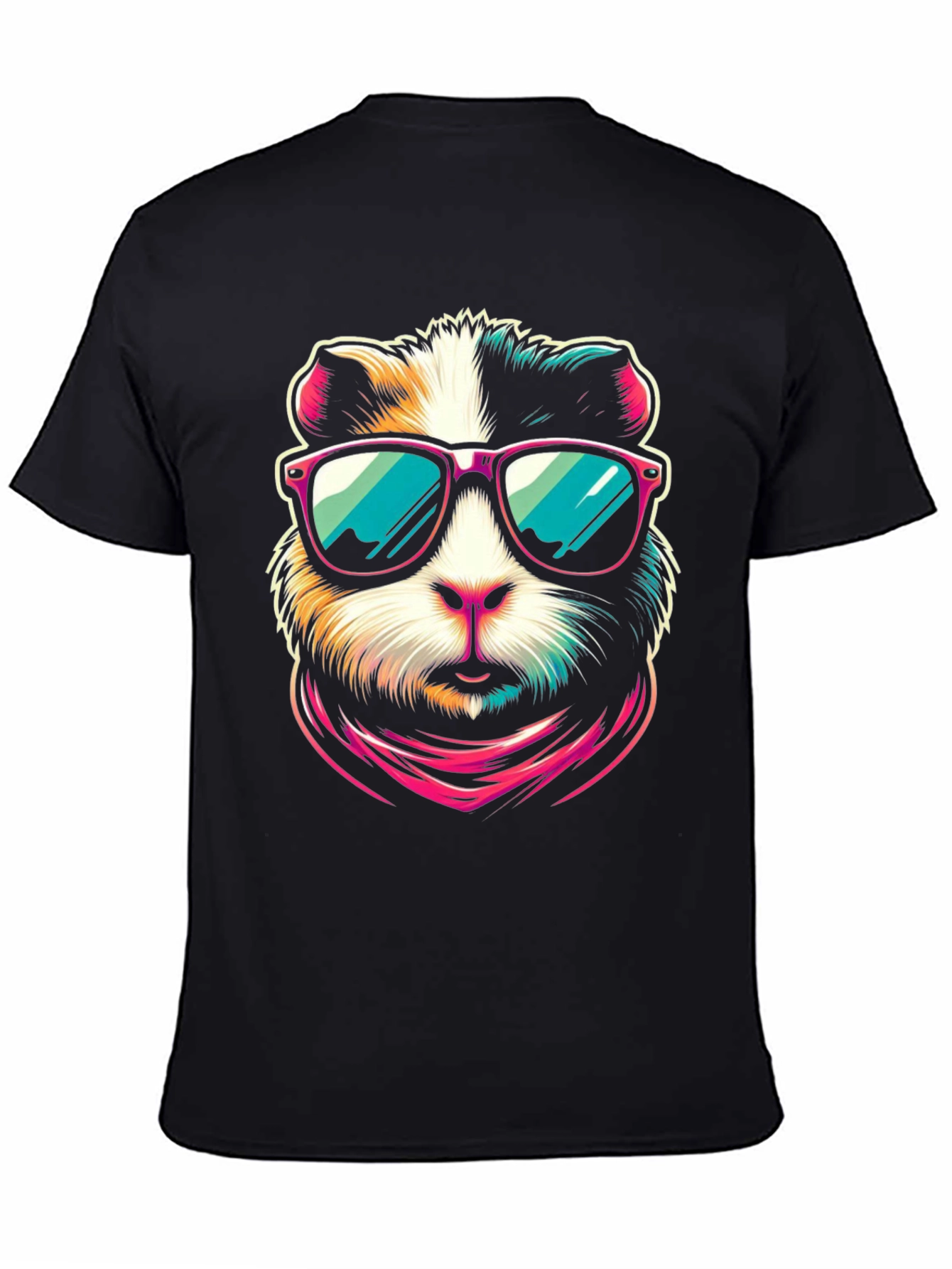 Black Cool Guinea Pig Graphic Tee view 4