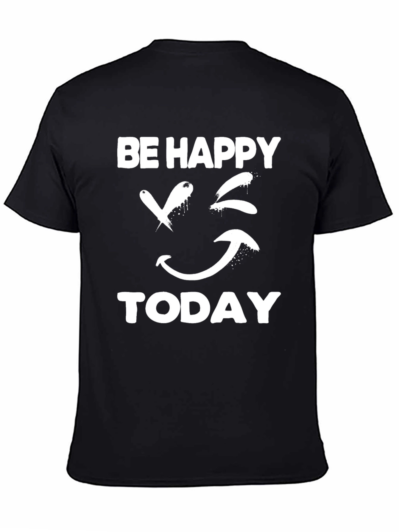 Black Be Happy Today Graphic T-Shirt view 4