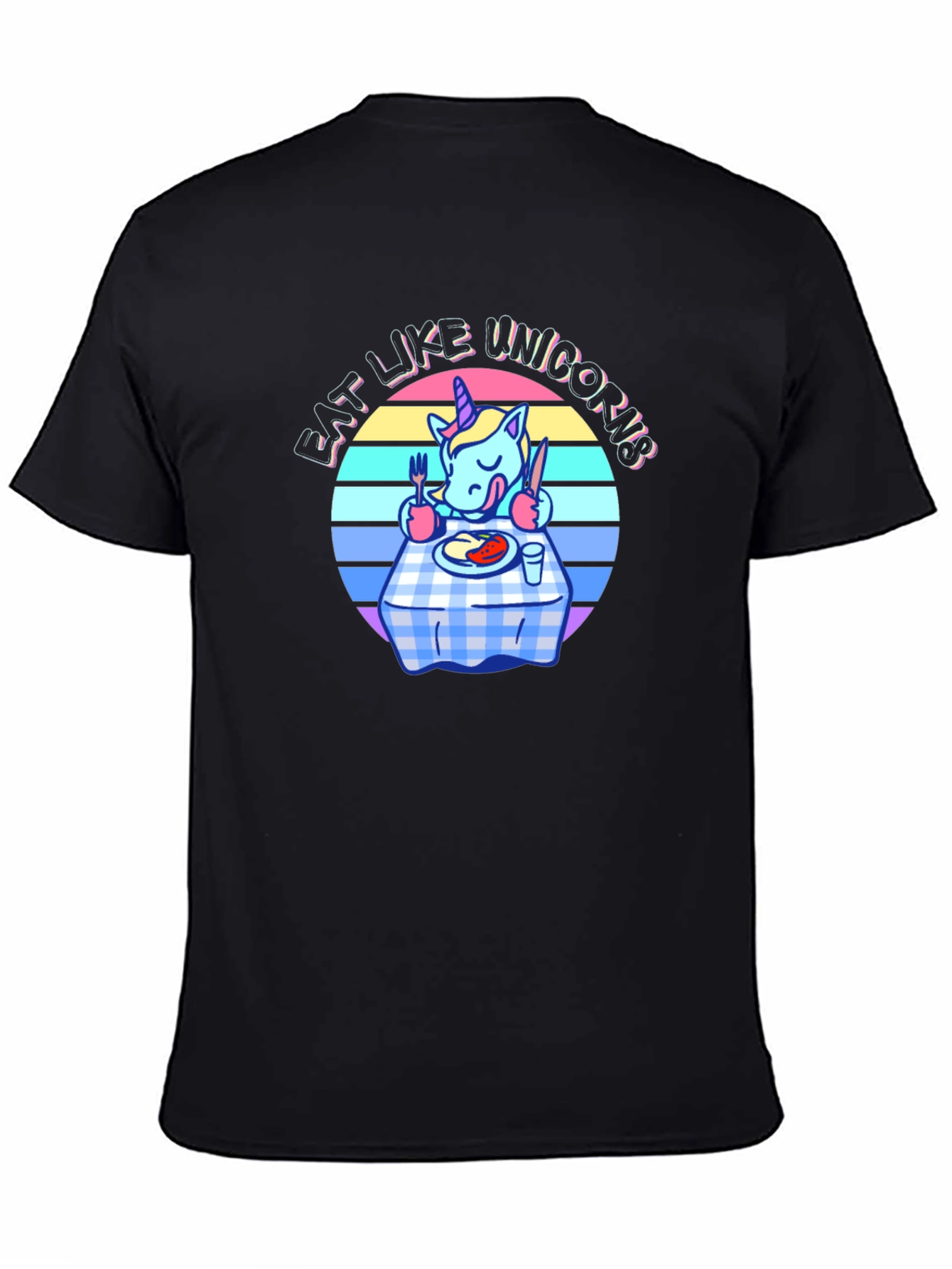 Black Eat Like Unicorns Black T-Shirt view 4