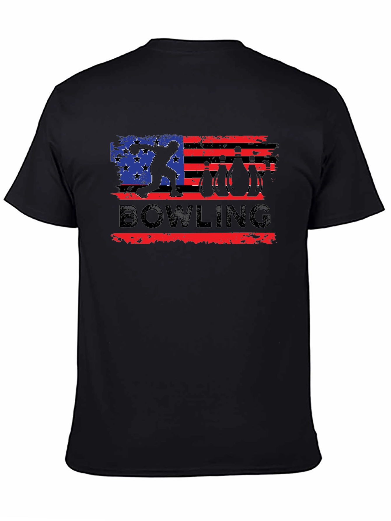 Black Bowling USA Flag Graphic T-Shirt view 4