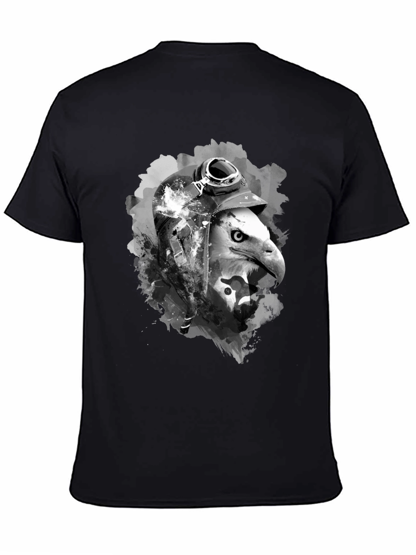 Black Eagle Pilot Graphic Tee - Black Cotton T-Shirt view 4