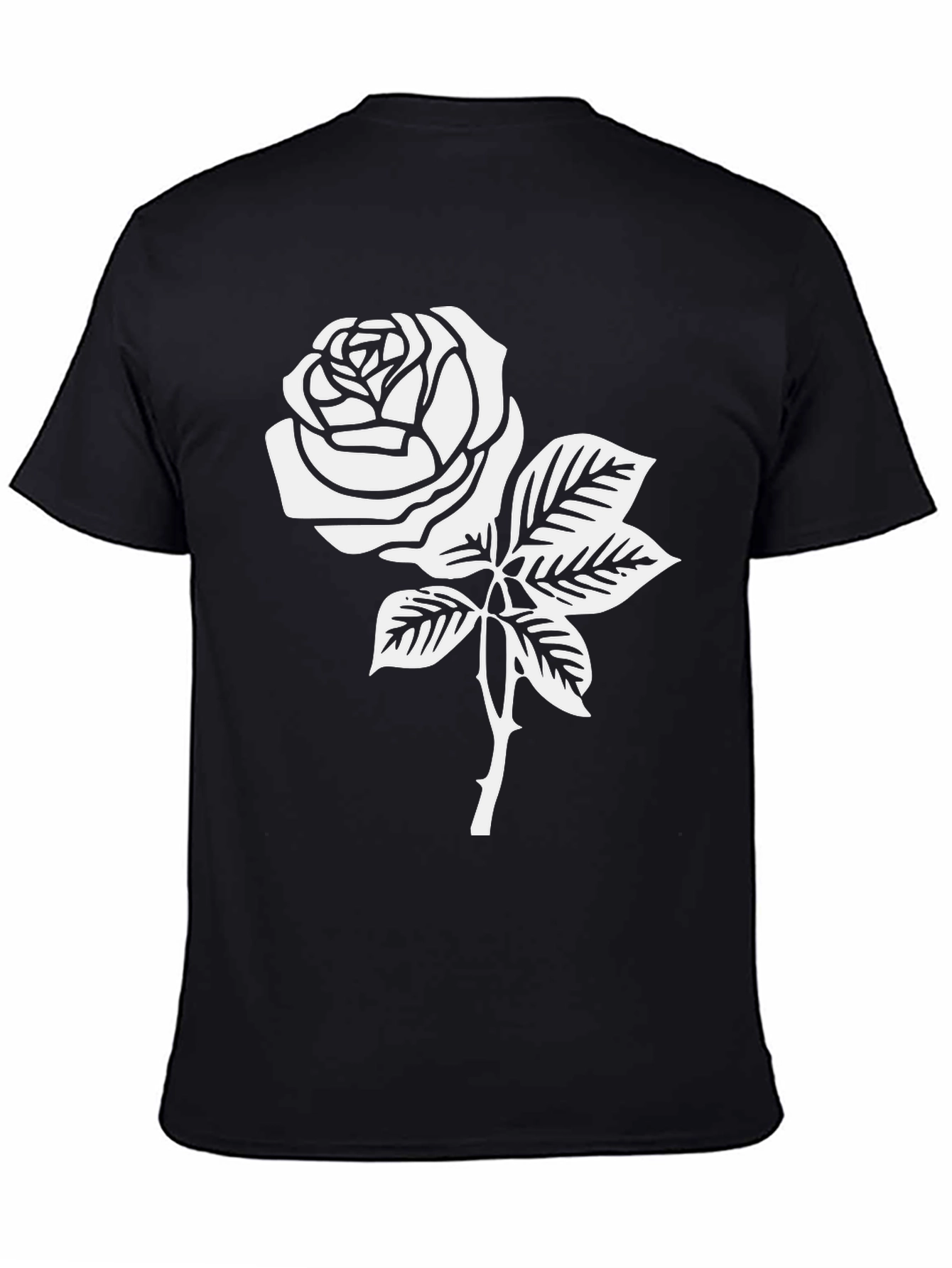 Black Black T-Shirt with White Rose Graphic view 4