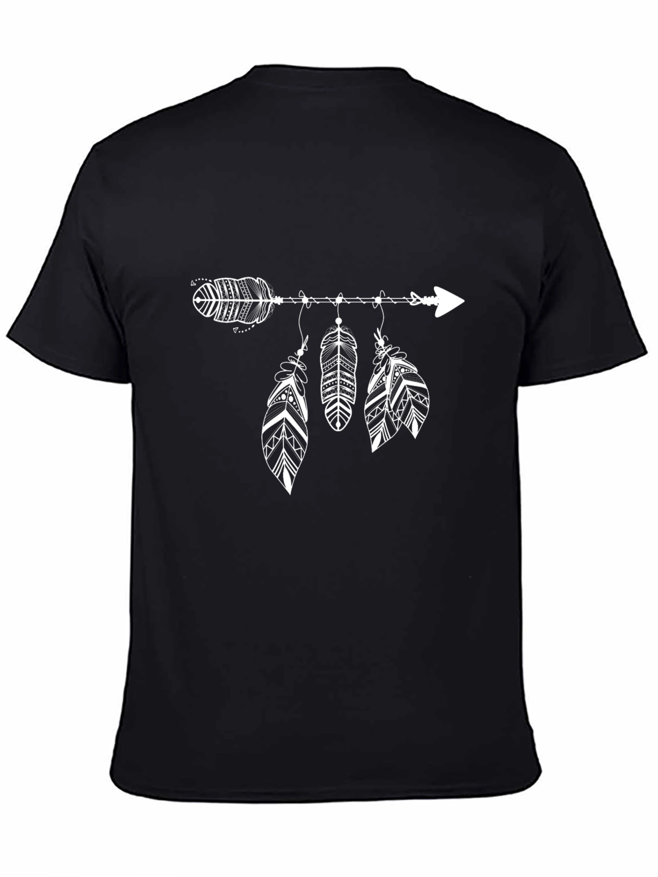 Black Arrow & Feathers Graphic Tee - Black view 4