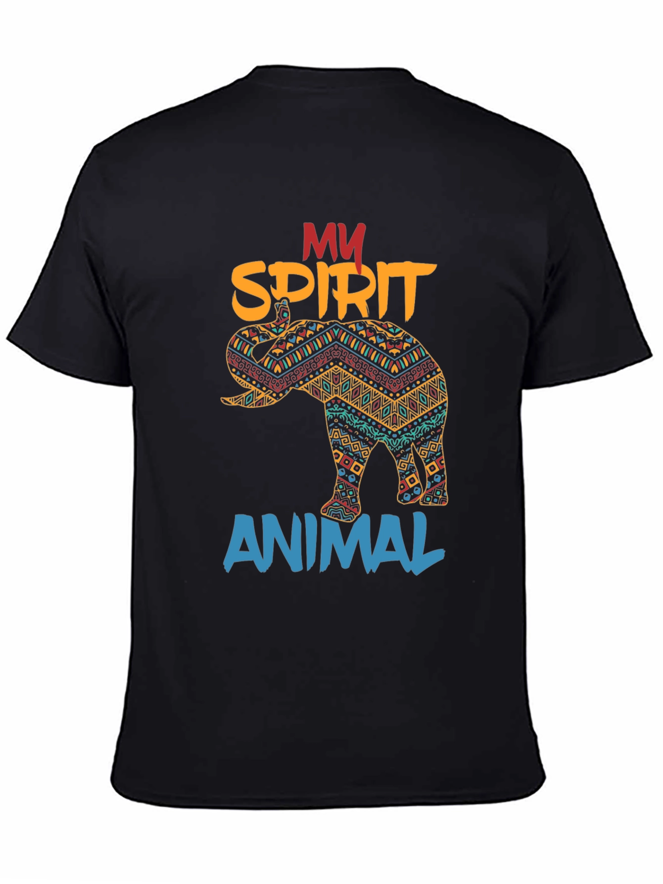 Black Elephant Spirit Animal Graphic T-Shirt view 4