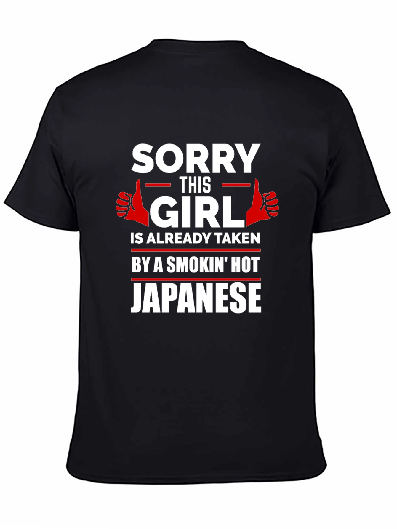 Black Humorous 'Taken by a Smokin' Hot Japanese' T-Shirt view 4