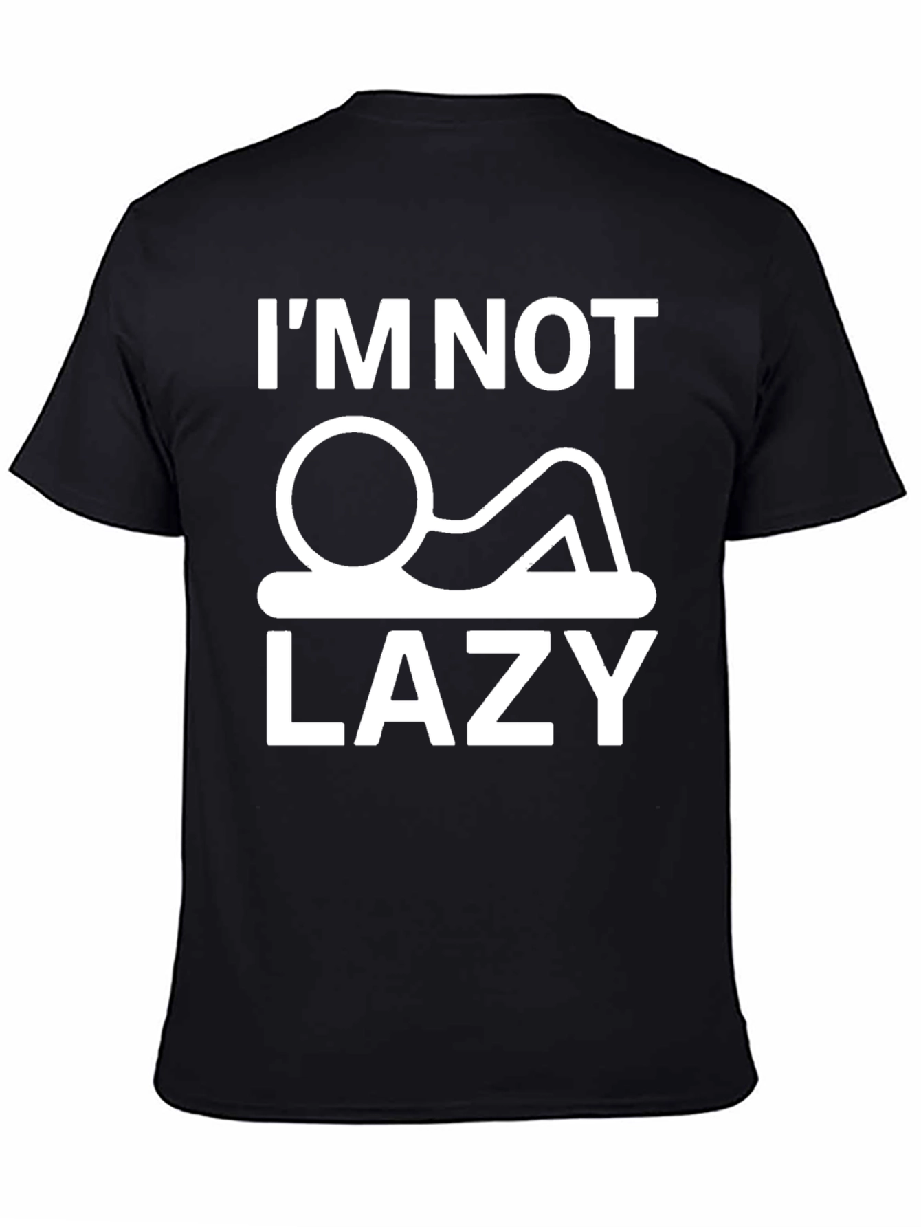 Black I'm Not Lazy Graphic T-Shirt - Black view 4
