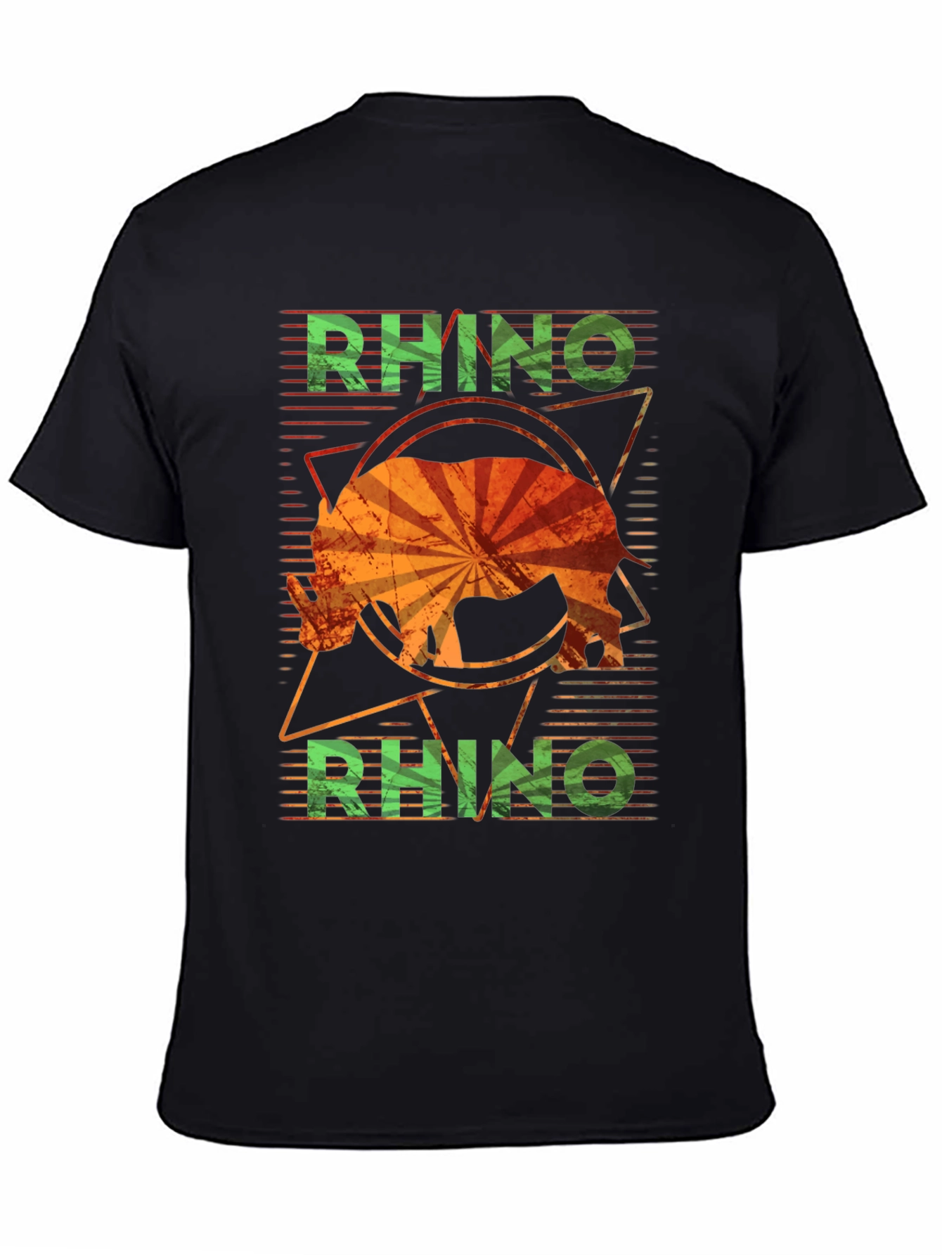 Retro Rhino Graphic T-Shirt - Distressed Design - 4