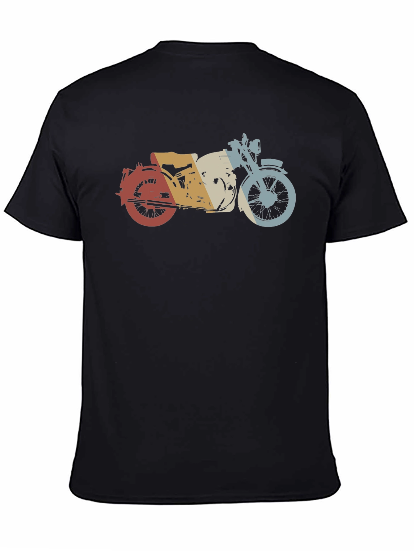 Black Retro Motorcycle Graphic Tee - Vintage Style Black T-Shirt view 4