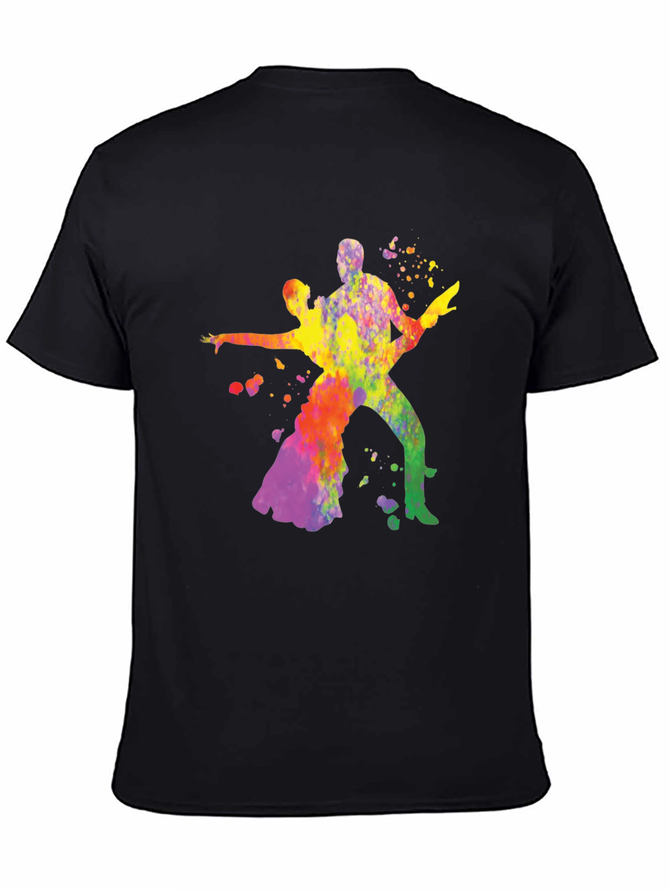 Black Colorful Dance T-Shirt - Black Cotton Tee view 4