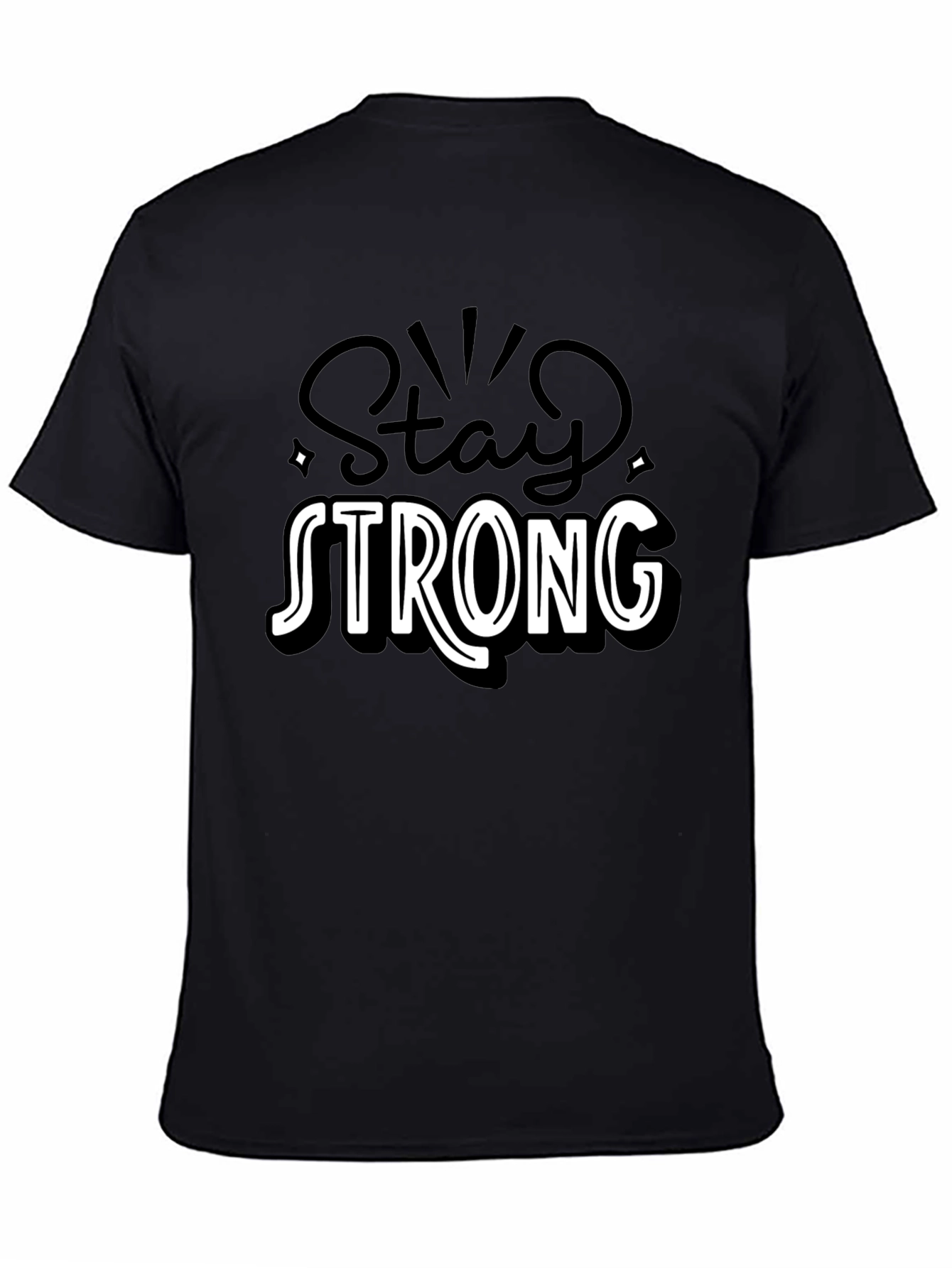Black Stay Strong Graphic Tee - Black Cotton Comfort view 4