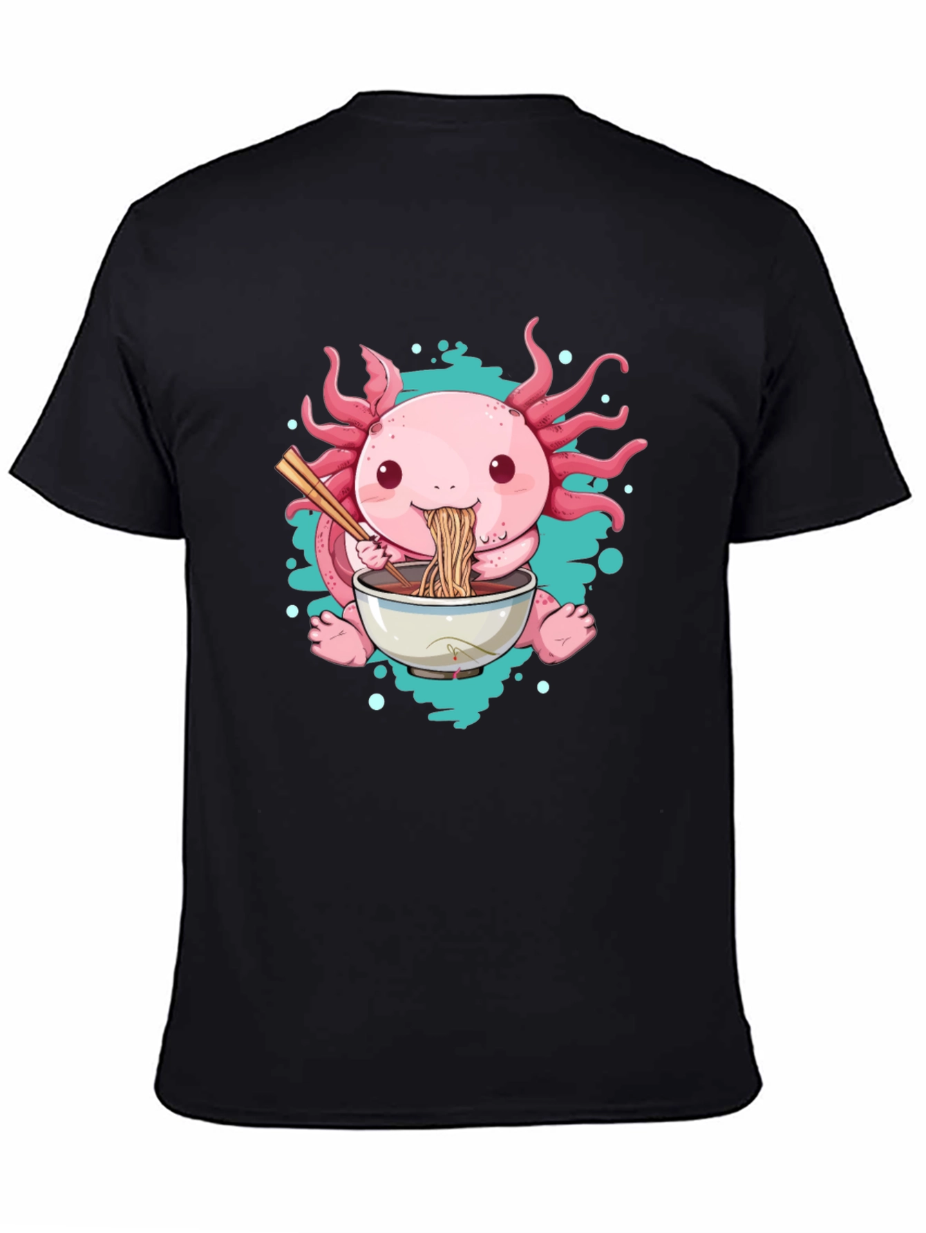 Black Axolotl Ramen T-Shirt - Cute Cartoon Tee view 4