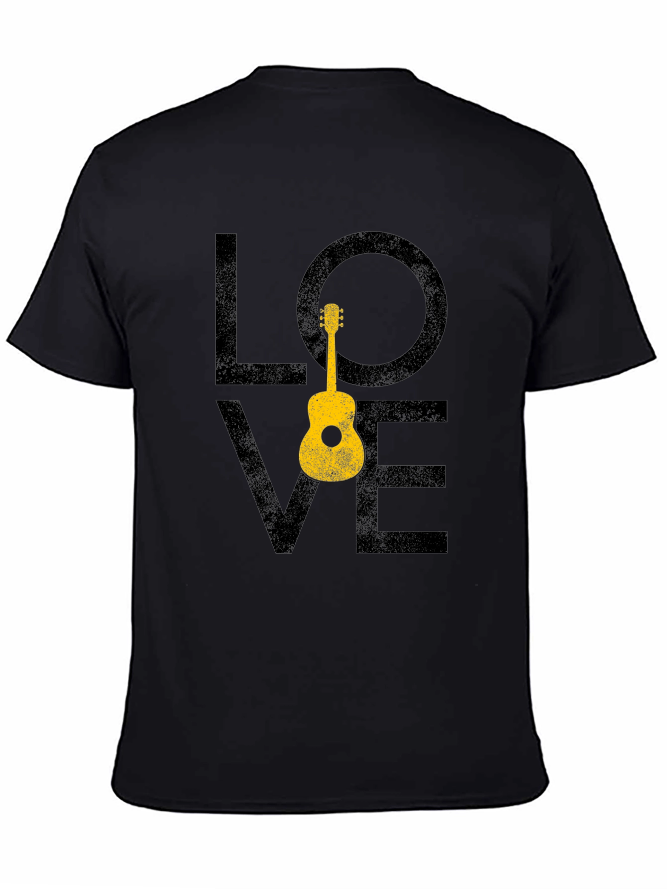 Black Love Guitar Graphic T-Shirt - Black Casual Tee view 4