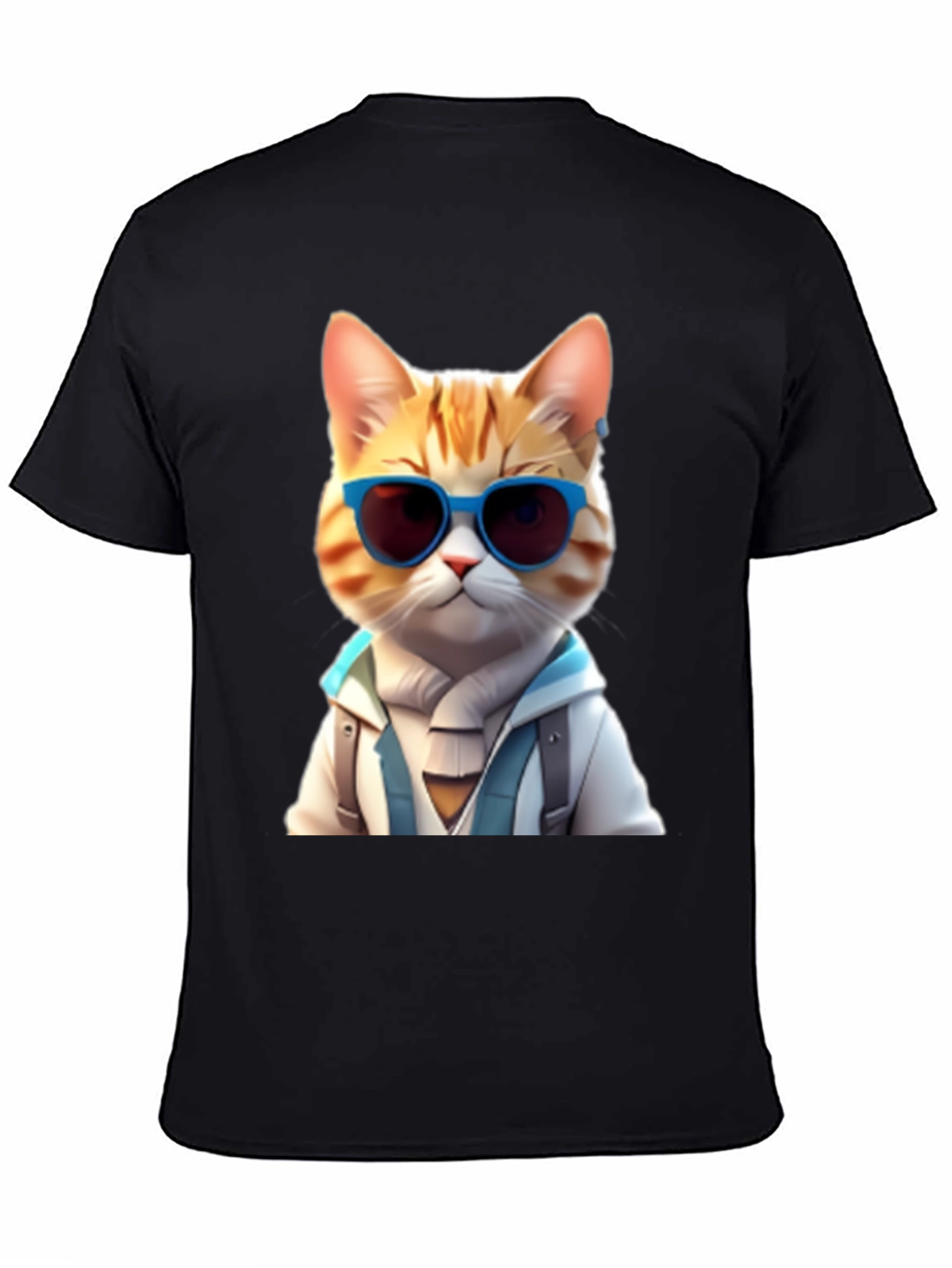 Black Cool Cat Graphic T-Shirt view 4