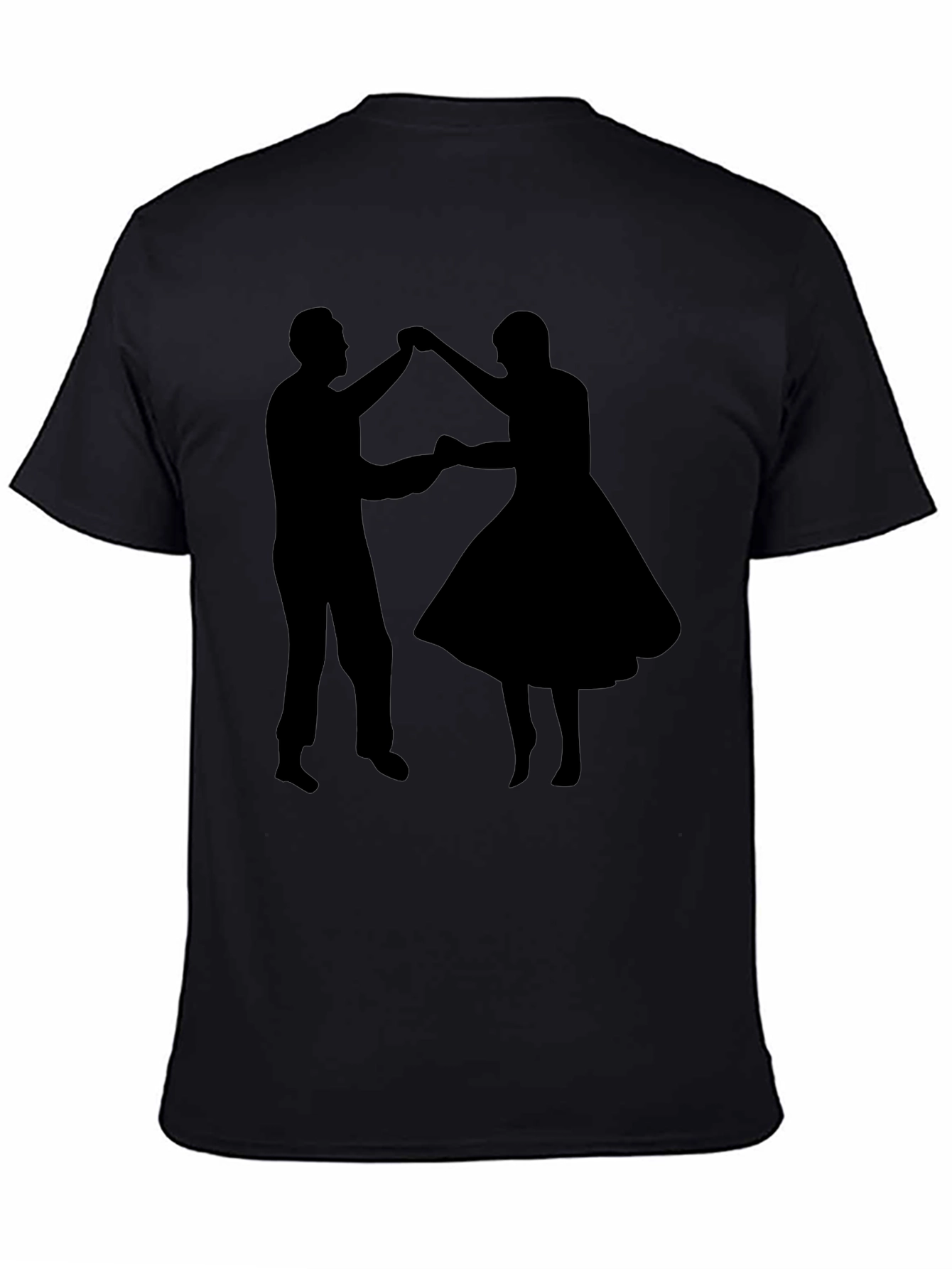 Black Dancing Couple Graphic Tee - Retro Style Black T-Shirt view 4