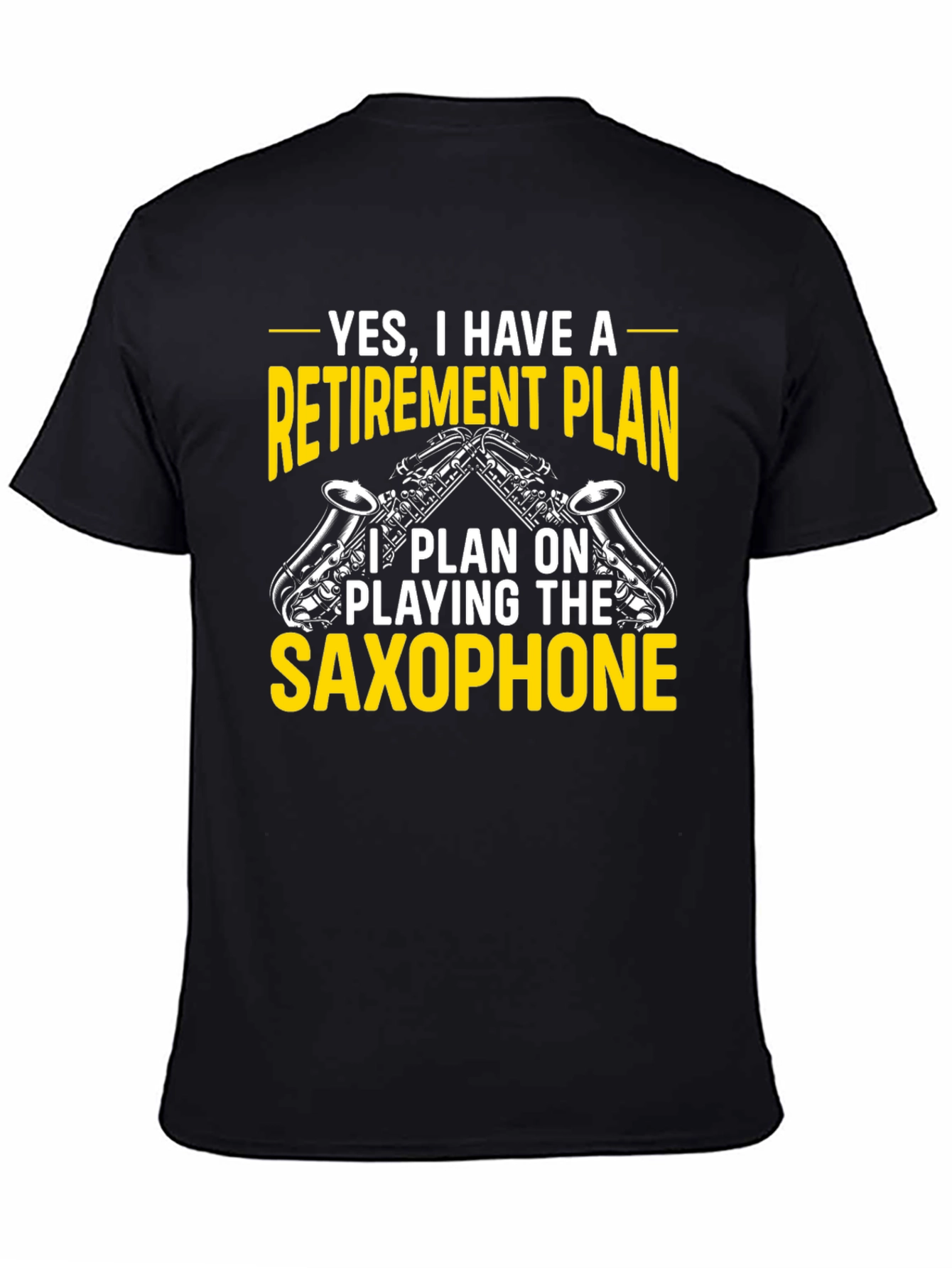 Black Retirement Plan Saxophone T-Shirt view 4