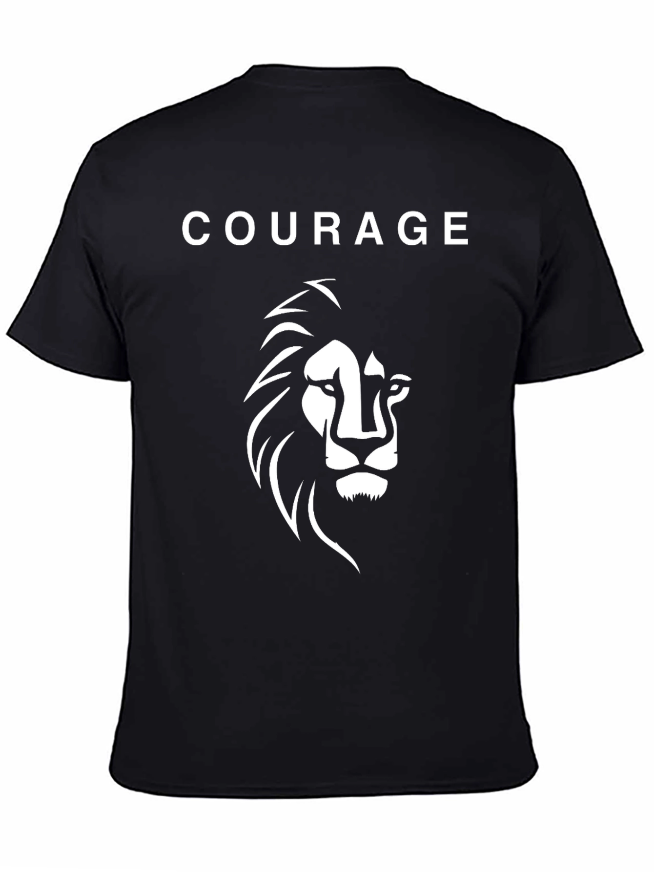 Black Courage Lion Graphic Print Men's Black T-Shirt view 4