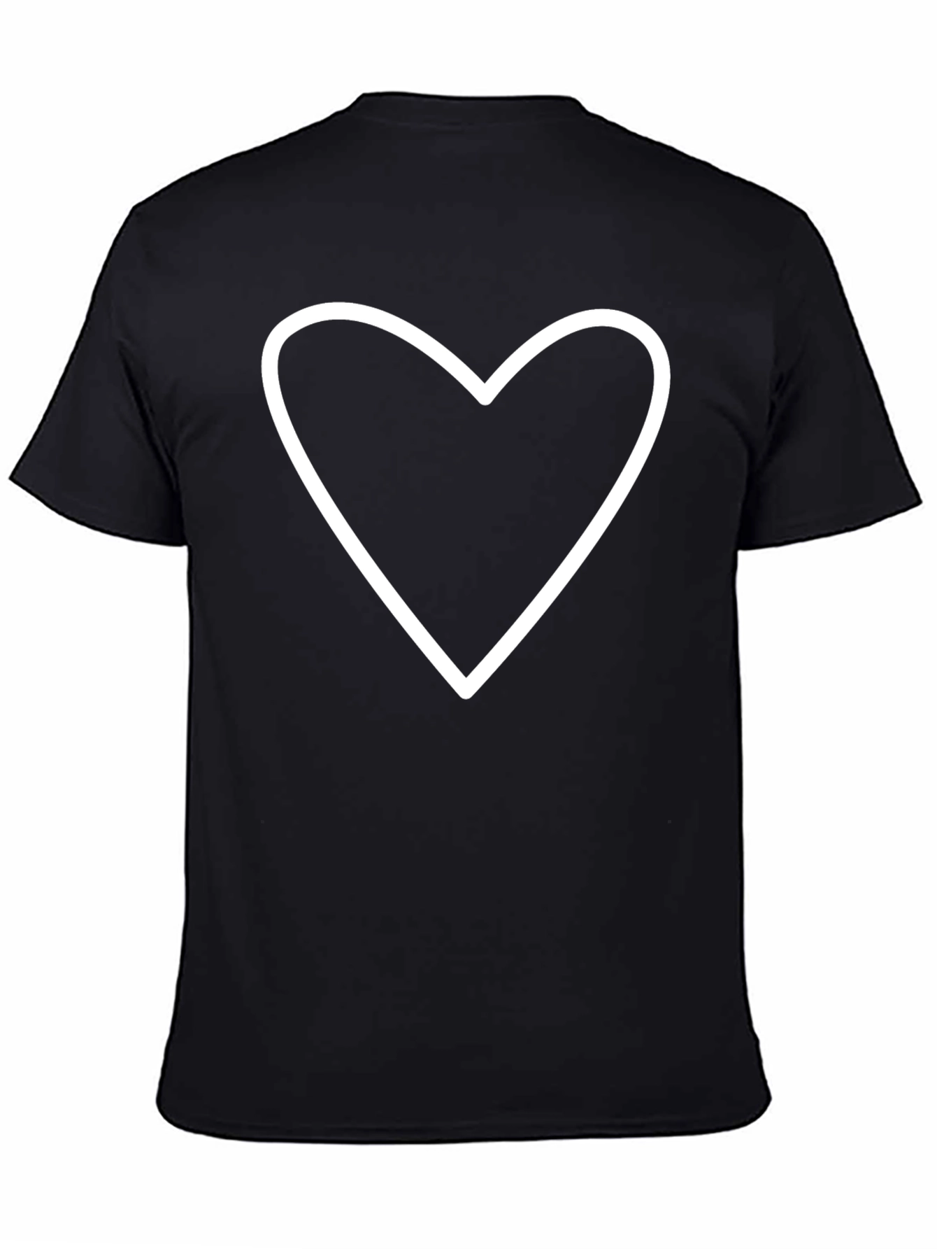 Black Heart Outline Graphic Tee - Casual Black Shirt view 4