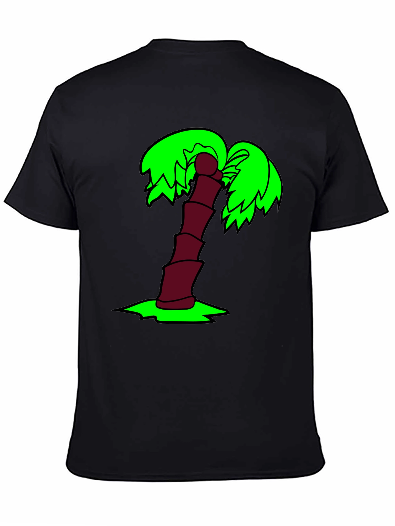 Black Cartoon Palm Tree Black T-Shirt view 4