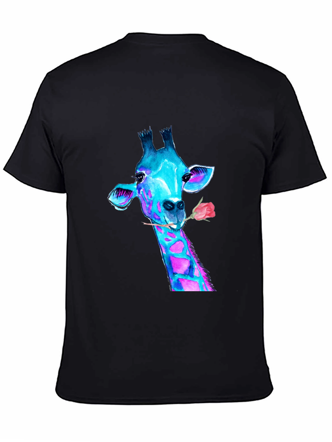 Black Giraffe Watercolor Graphic T-Shirt - Stylish Men's Tee view 4