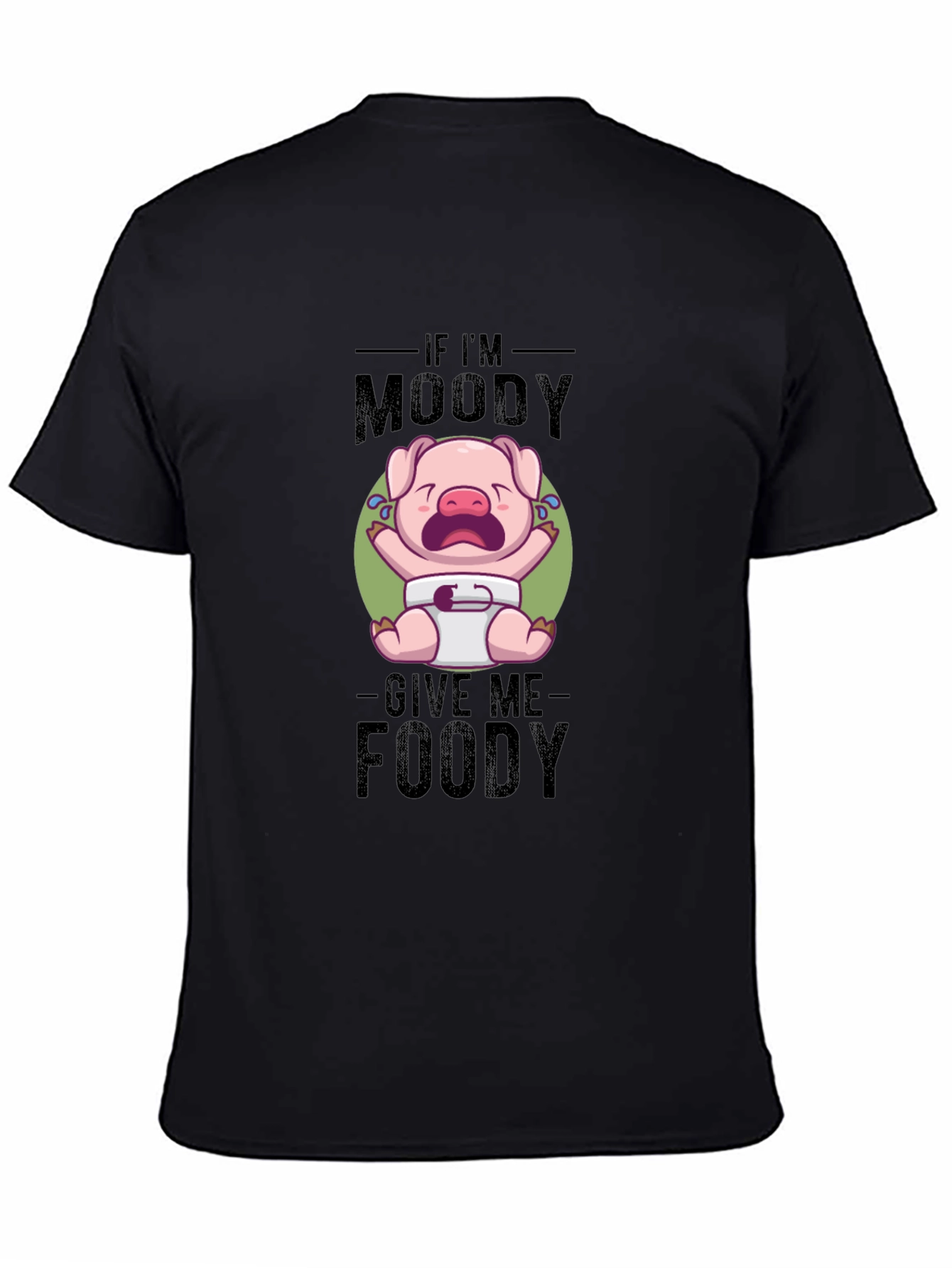 Black Moody Piglet T-Shirt - Foodie Humor Tee view 4