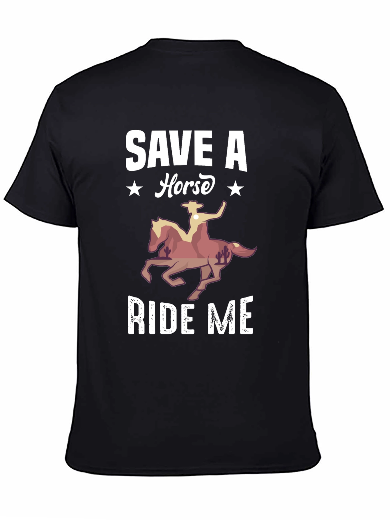 Black Save A Horse Ride Me T-Shirt - Novelty Graphic Tee view 4