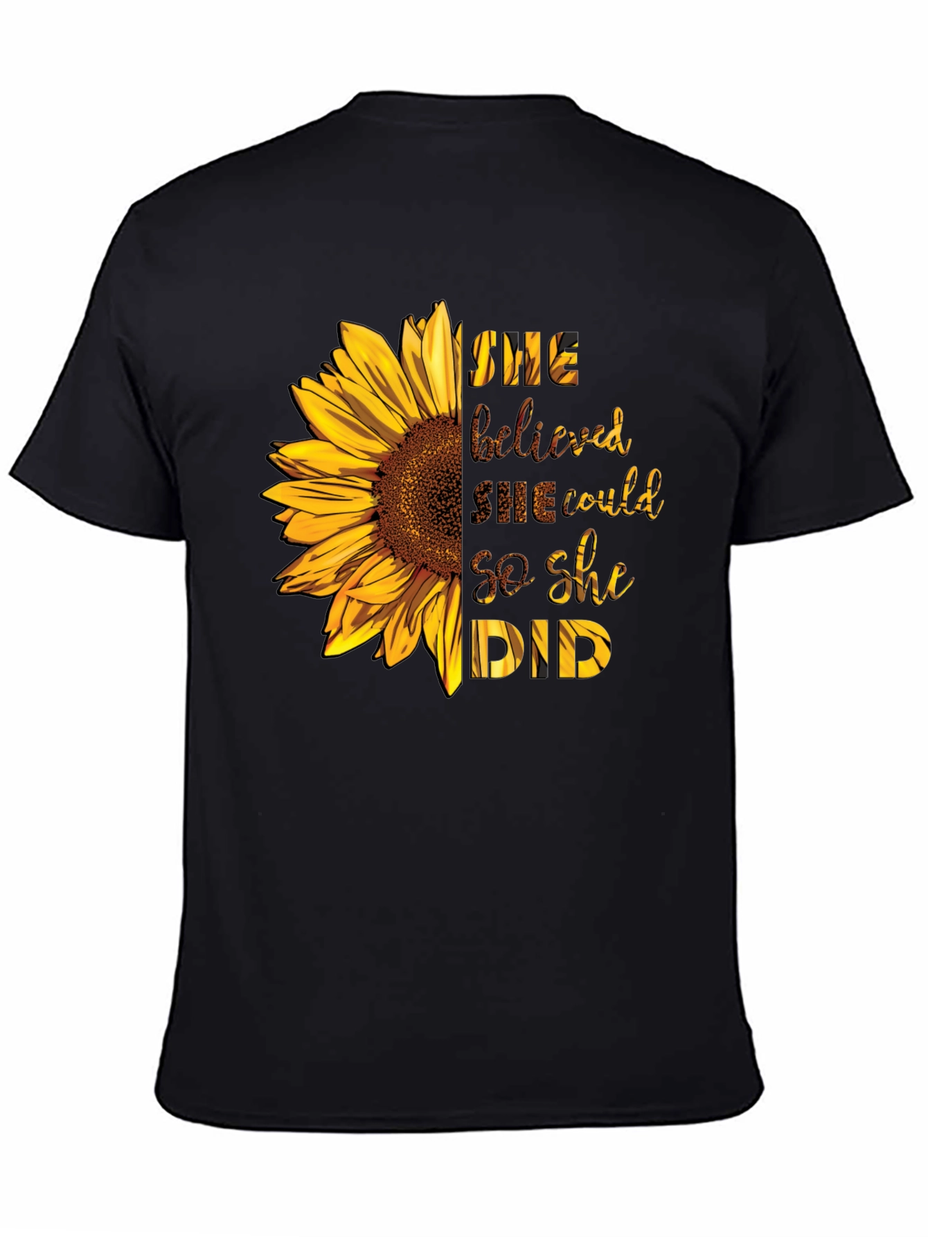 Black Sunflower Graphic Tee - She Believed She Could view 4