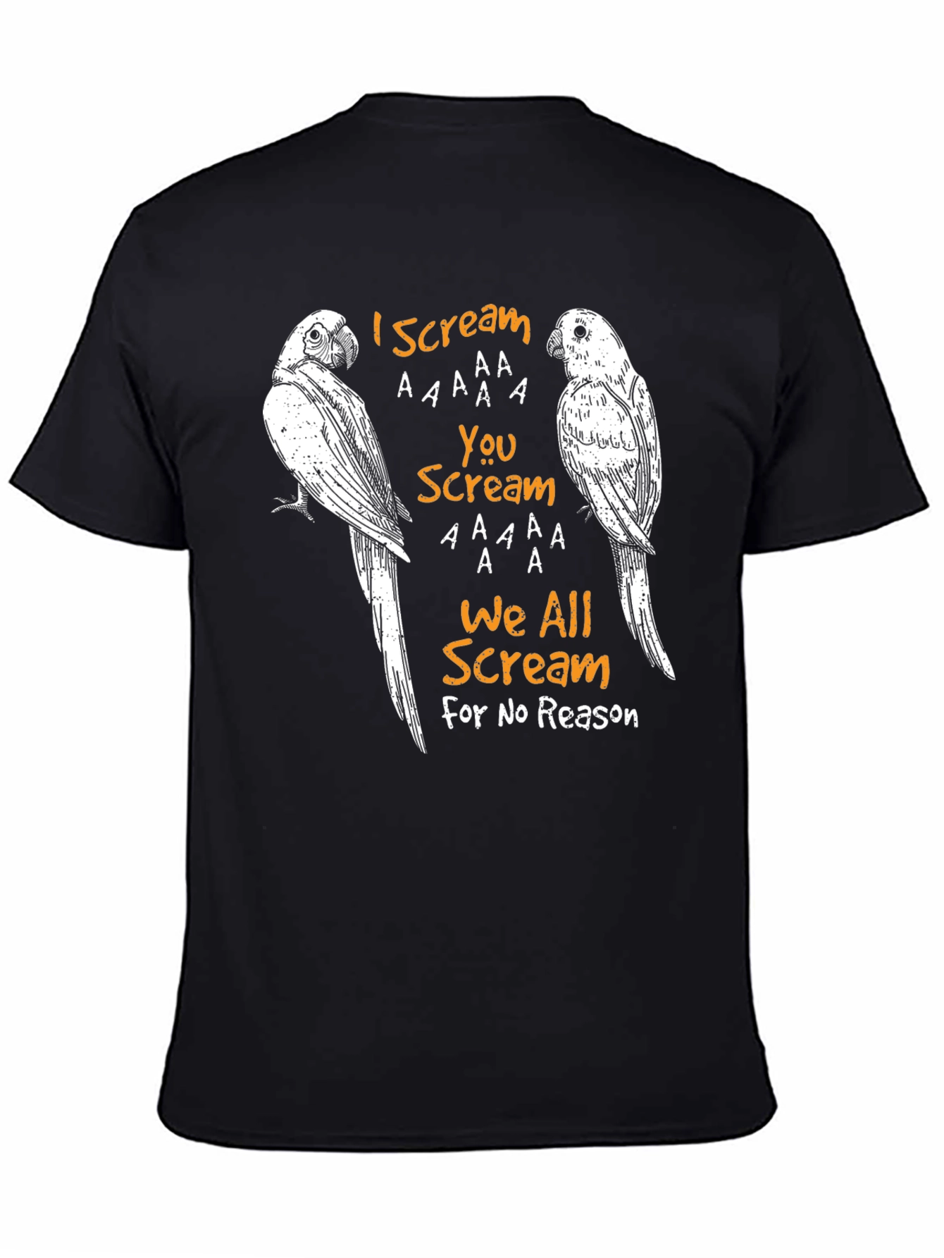 Black Funny "I Scream" T-Shirt with Parrot Graphic Design view 4