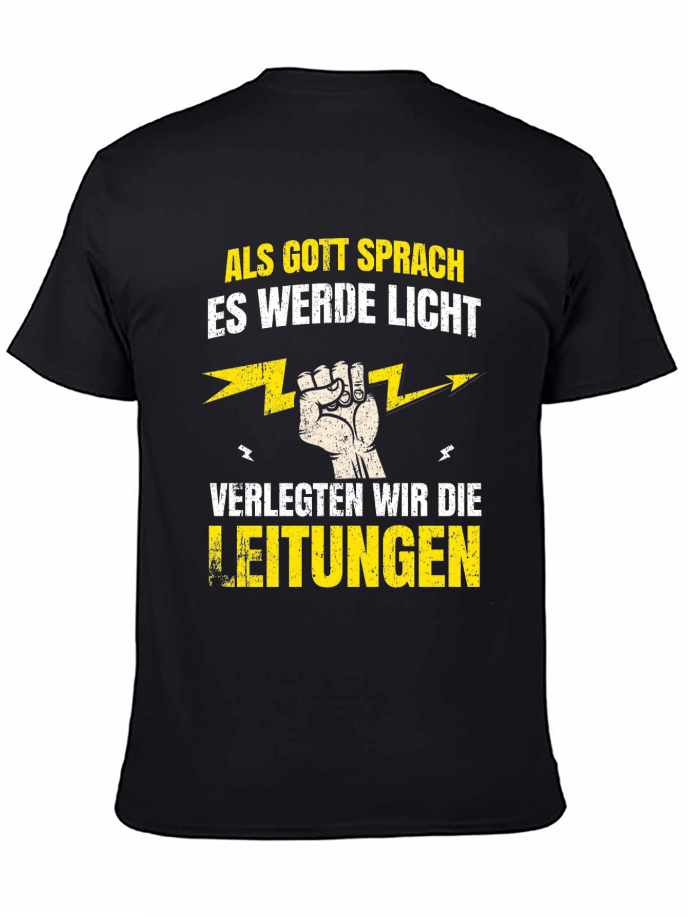 Black Funny Electrician T-Shirt - Als Gott Sprach view 4