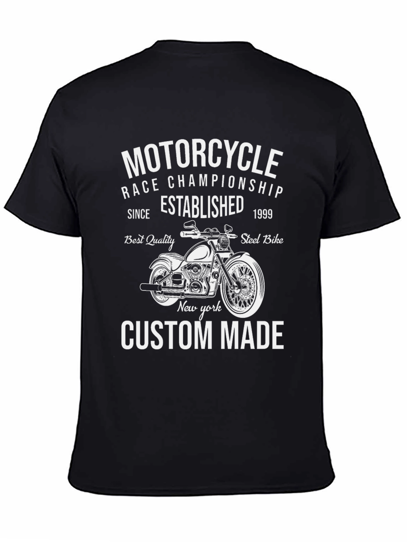Black Motorcycle Race Championship Custom Made T-Shirt view 4
