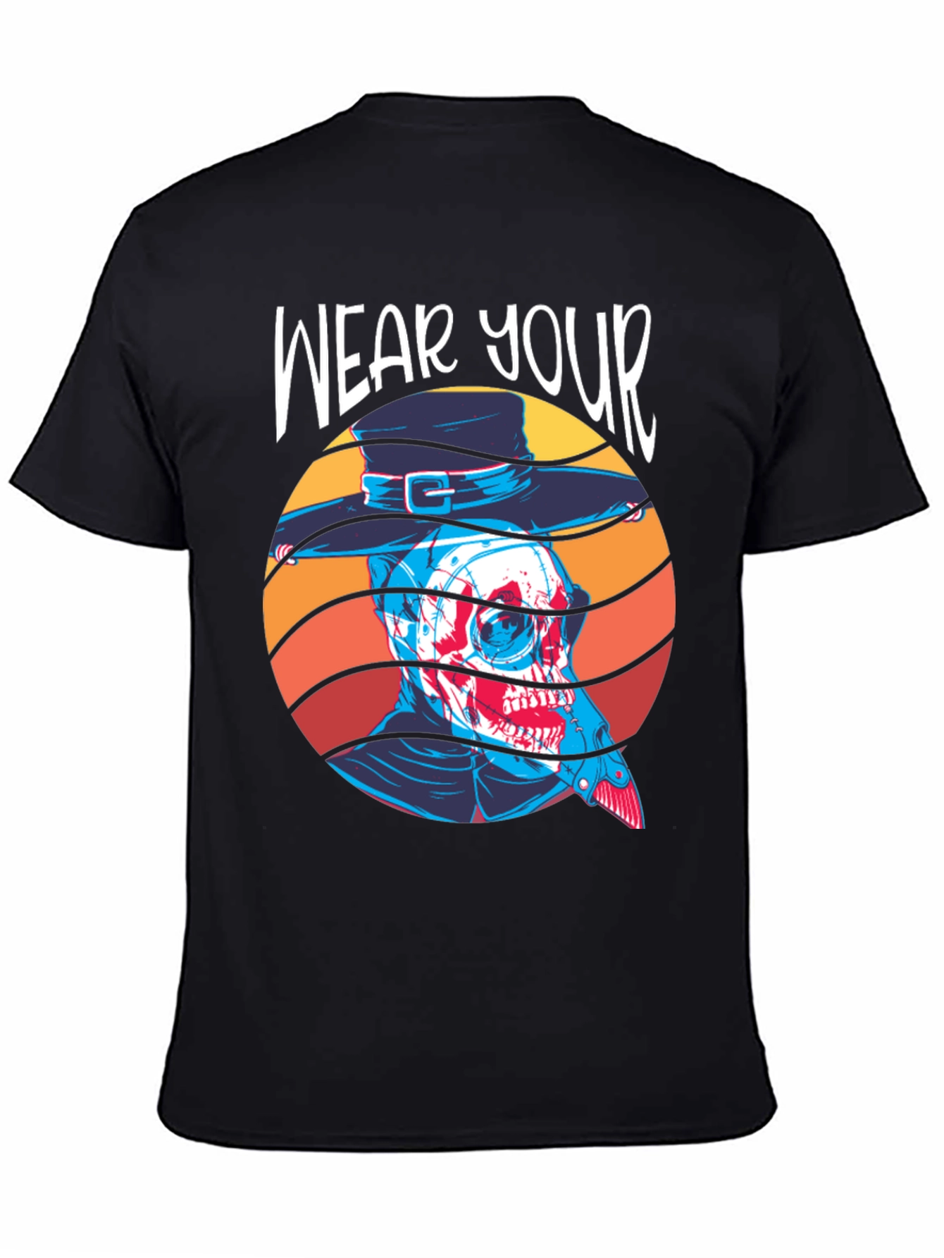 Black Wear Your Mask Plague Doctor T-Shirt view 4