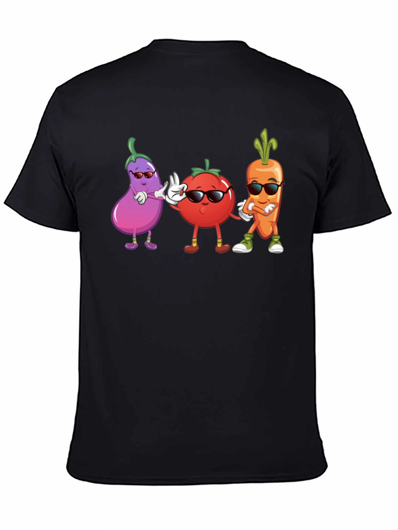 Black Cool Veggie Squad Black T-Shirt view 4