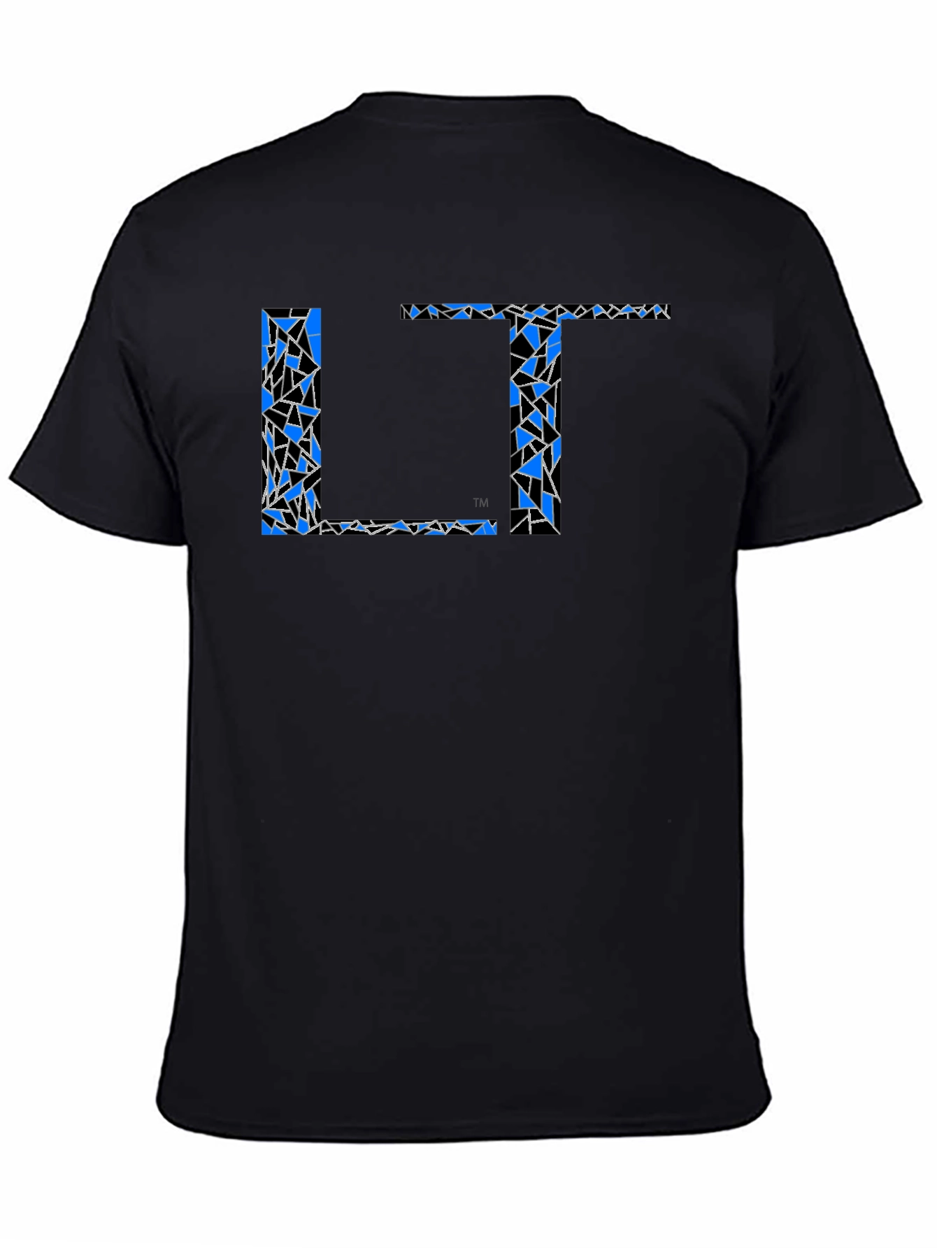 Black Abstract Blue LT Print Black T-Shirt view 4