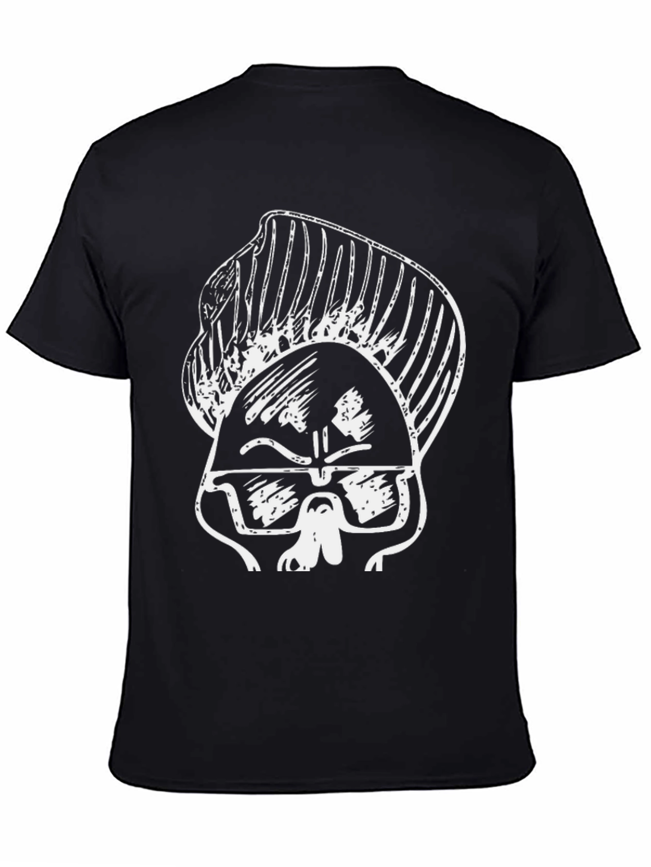 Black Cool Cartoon Skull Graphic Black T-Shirt view 4