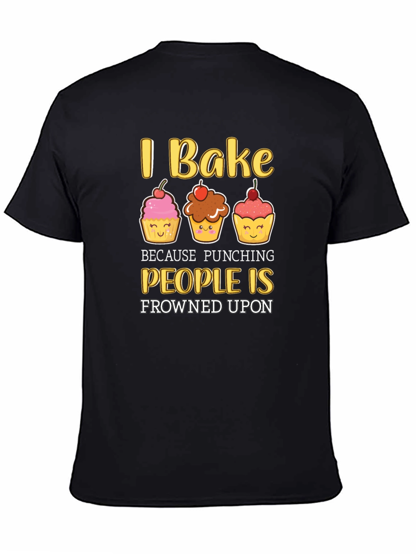 Black I Bake Funny Graphic T-Shirt view 4