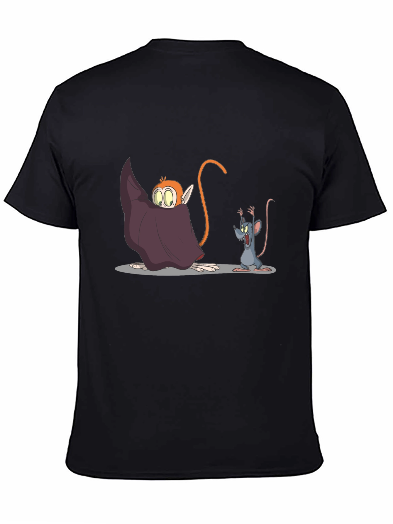 Black Cartoon Monkey & Mouse Graphic Black T-Shirt view 4