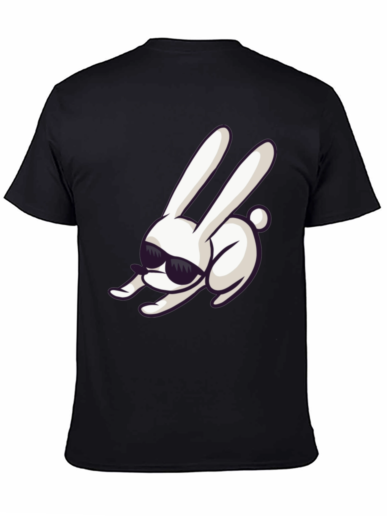 Black Cool Rabbit Graphic Tee - Black Cotton Blend view 4