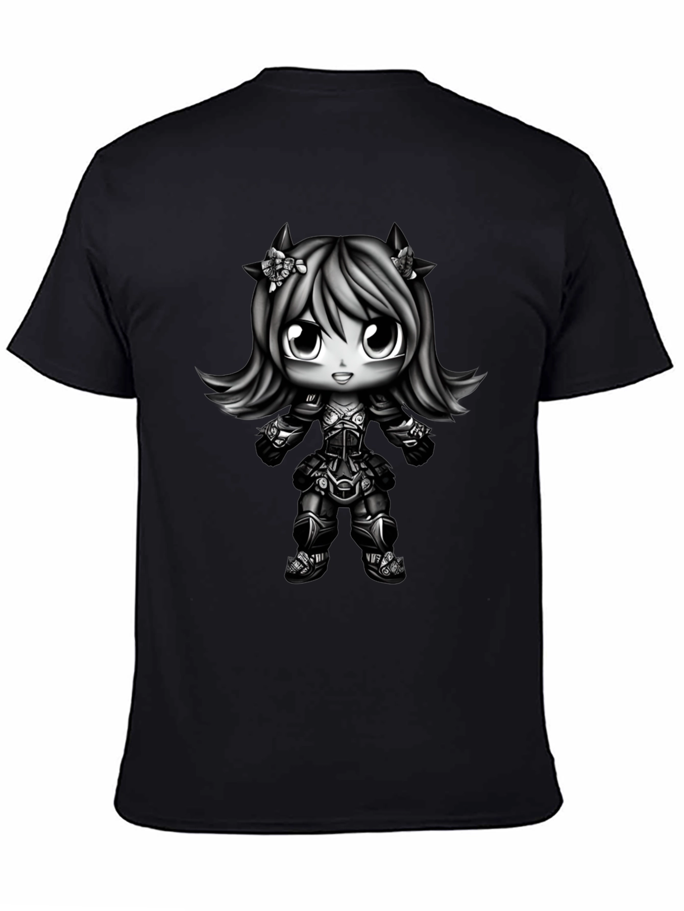 Black Anime Girl Graphic Black T-Shirt view 4