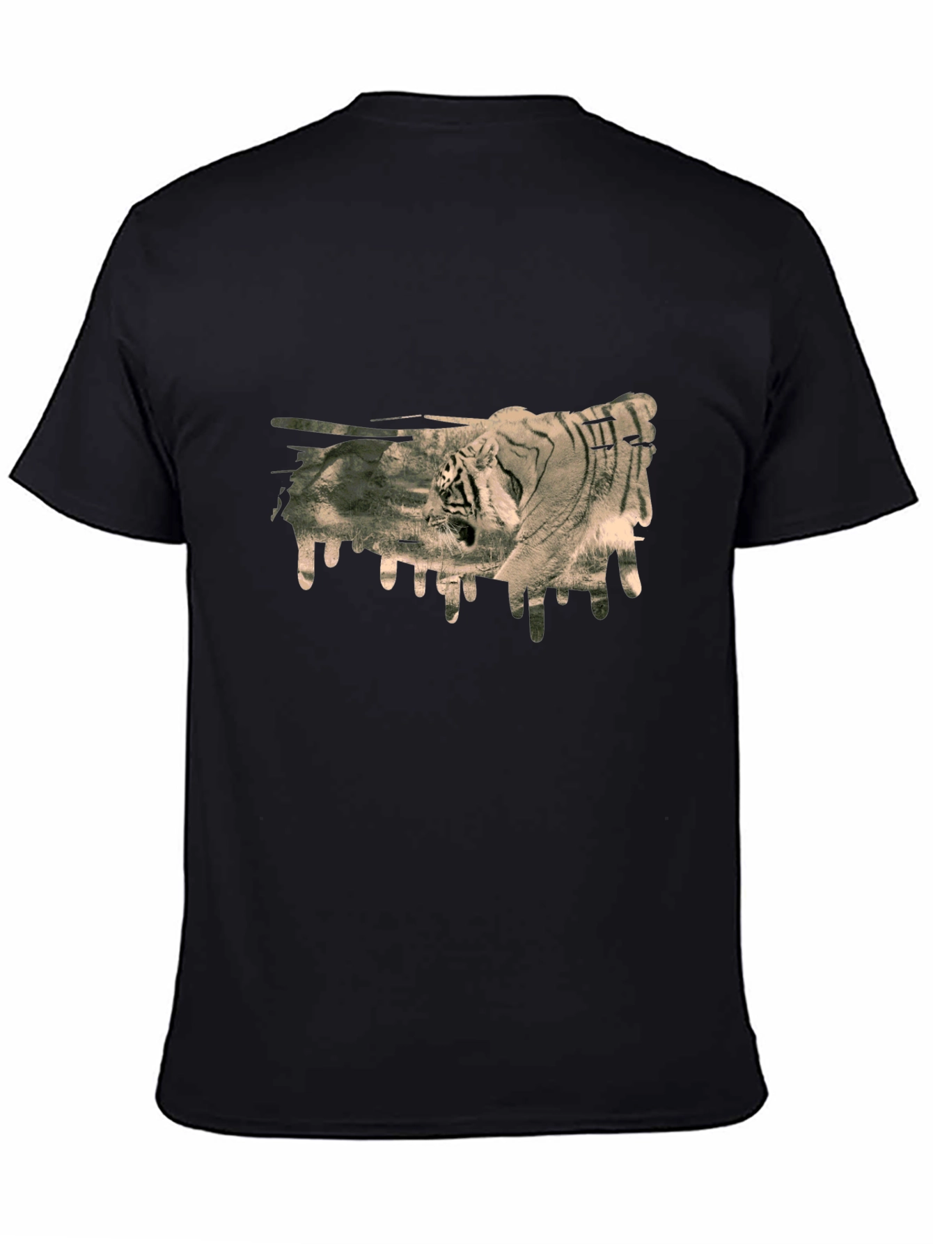 Black Tiger Graphic Print Black T-Shirt view 4