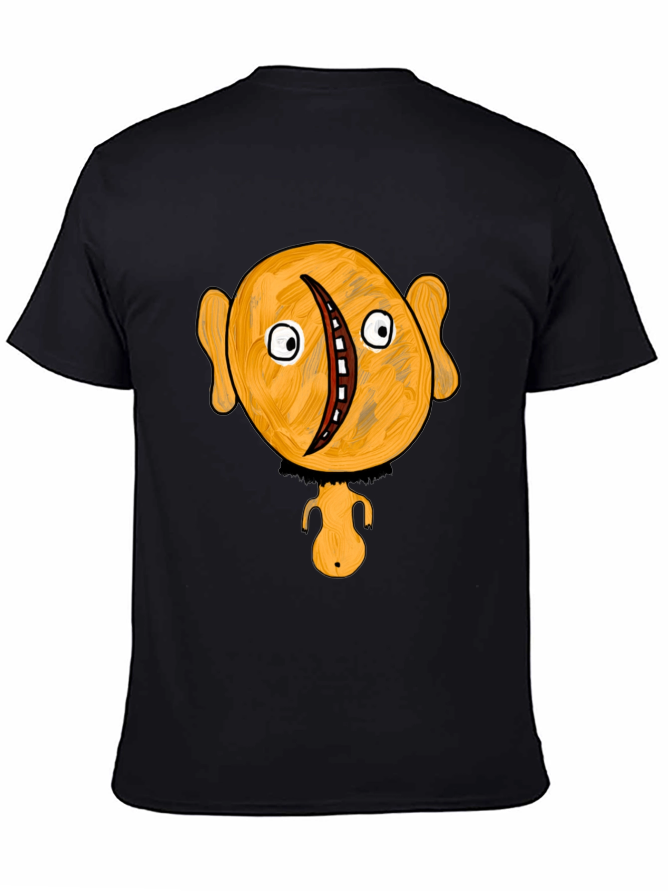 Black Unique Cartoon Character Graphic Black T-Shirt view 4