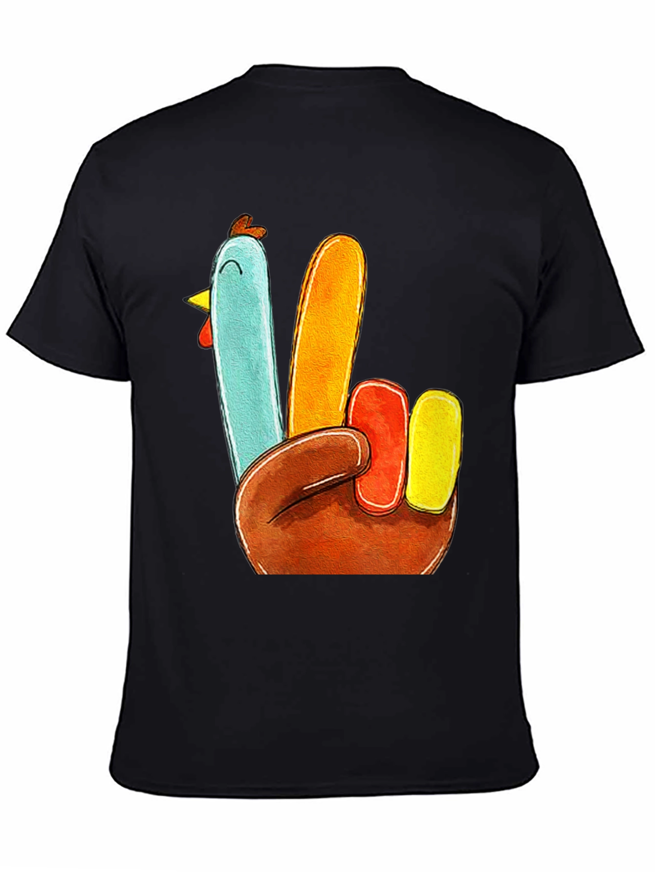 Black Turkey Peace Sign Thanksgiving T-Shirt view 4