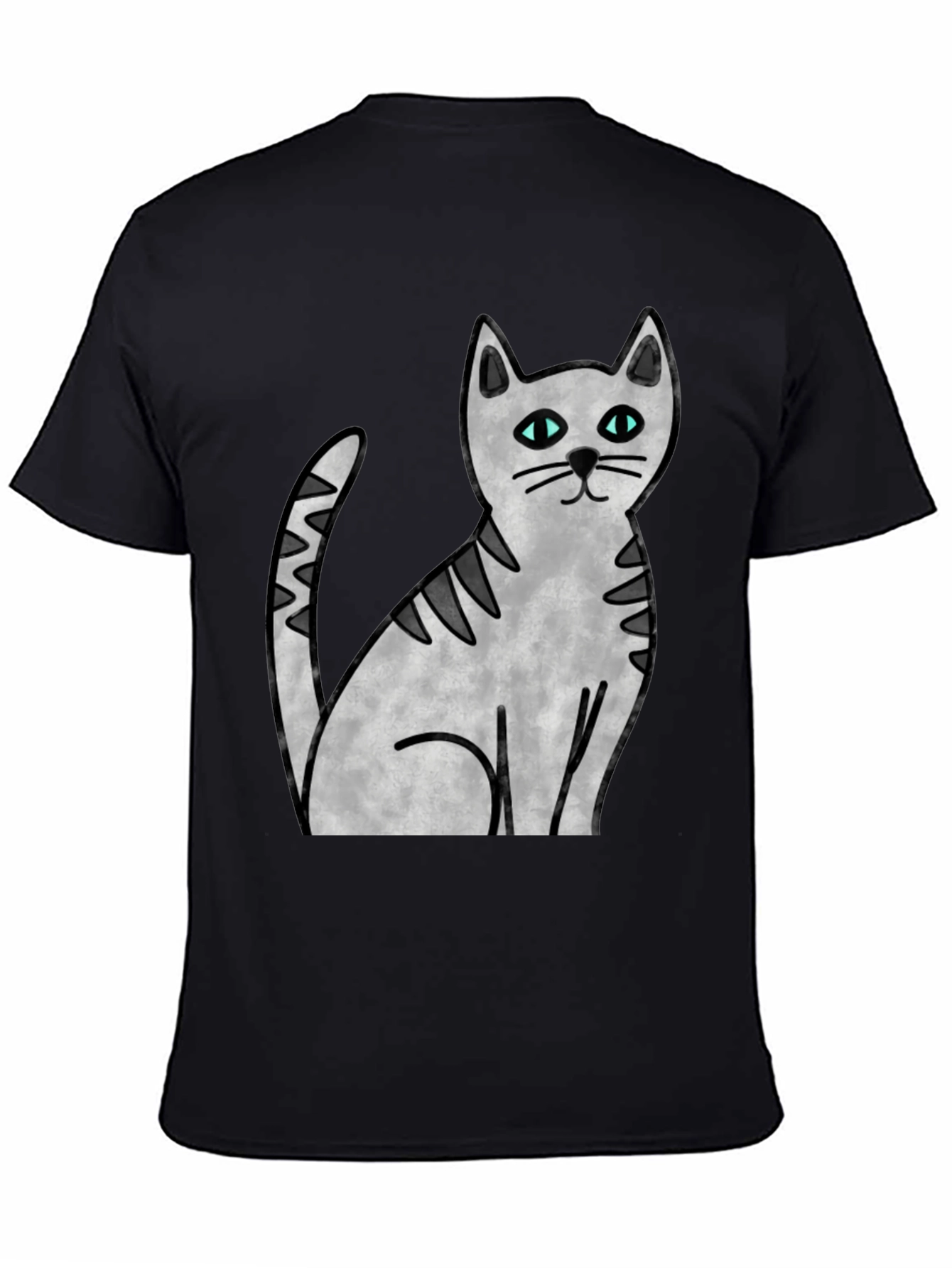 Black Cute Cat Graphic Print Black T-Shirt view 4