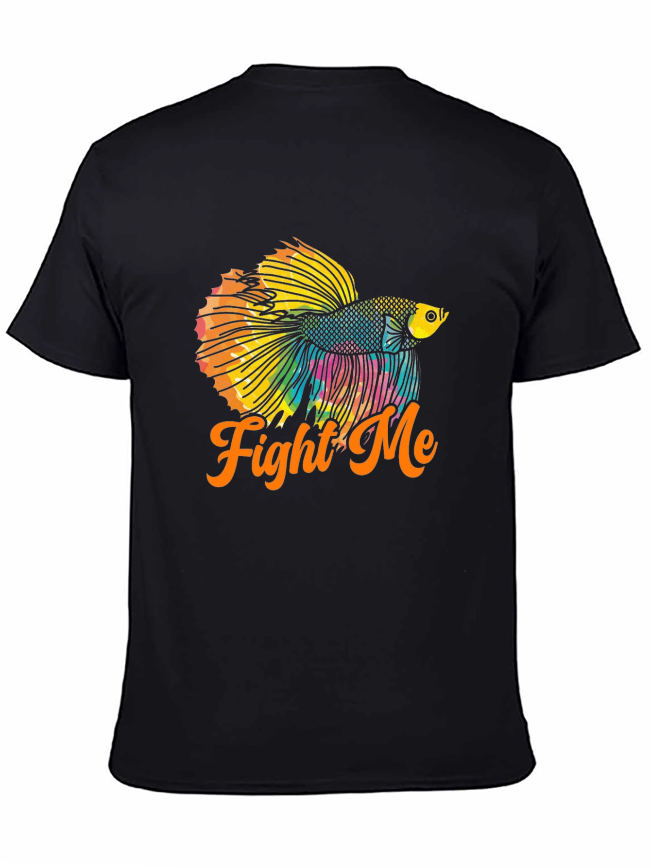 Black Fight Me Betta Fish T-Shirt - Black view 4