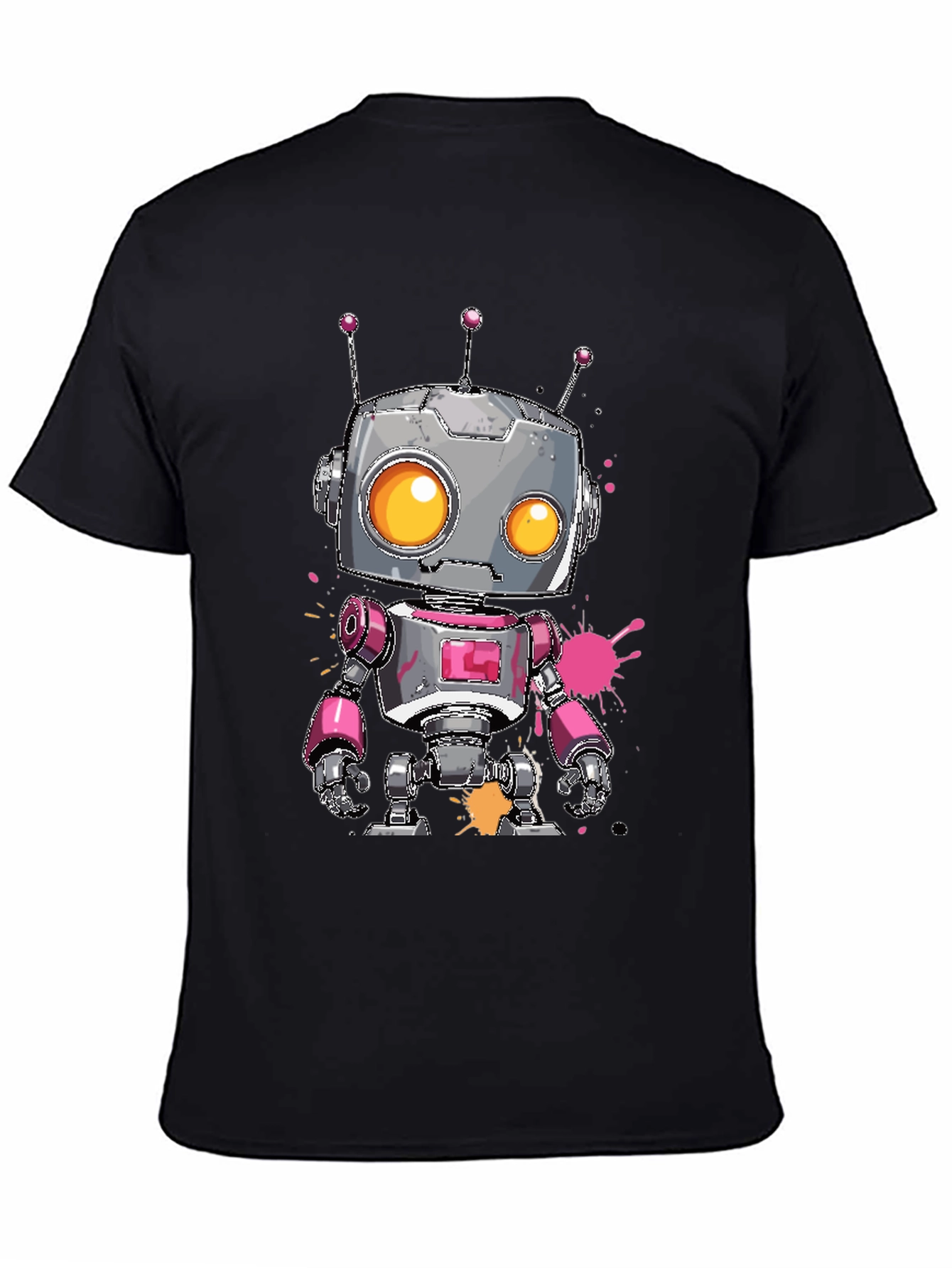 Black Robot Graphic Tee - Cool Cartoon Robot Design view 4