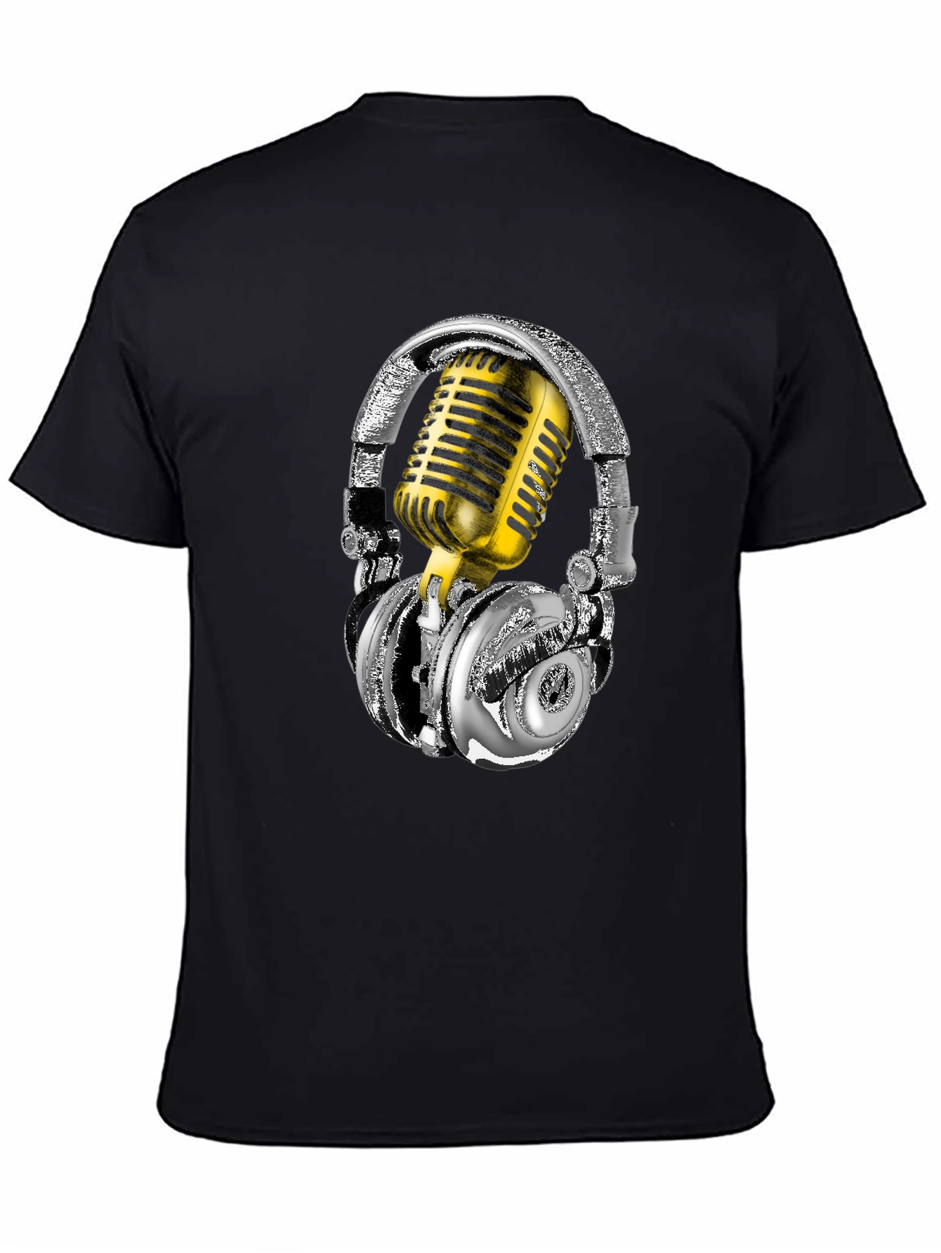 Black Headphones & Mic Graphic Tee view 4