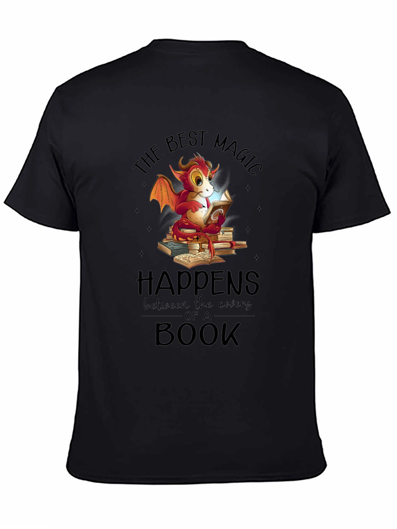Black Dragon Reading Book T-Shirt view 4