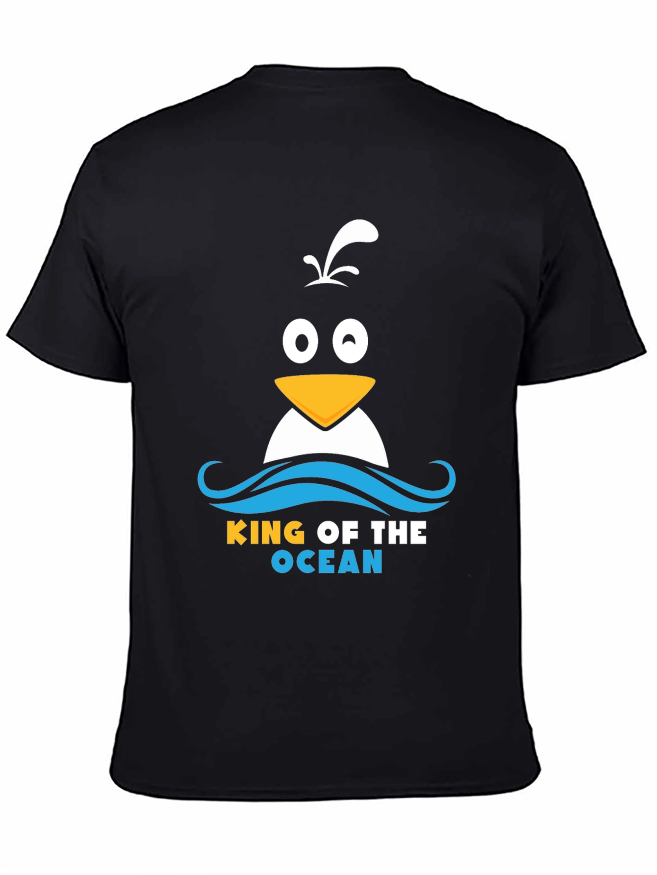 Black King of the Ocean Penguin T-Shirt - Black view 4