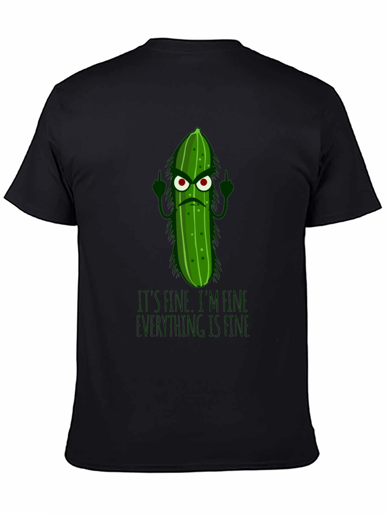Black Funny Pickle T-Shirt - It's Fine, I'm Fine, Everything Is Fine view 4