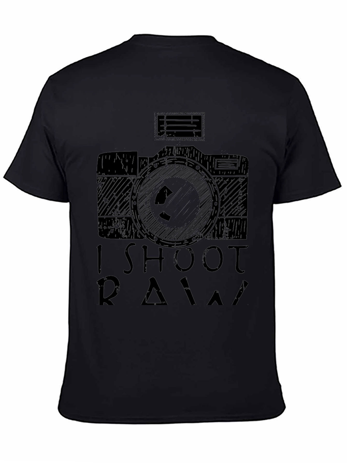 Black I Shoot RAW Camera T-Shirt - Photographer Apparel view 4